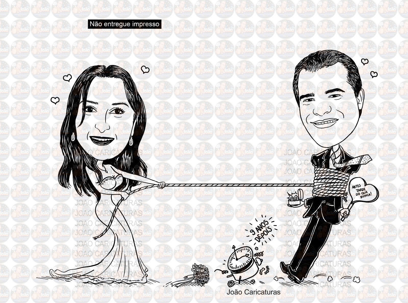 Caricatura casal traço sem cor corel casamento, noivo, noiva, vetor, vetorial, 1 cor, brindando, divertida, puxando pela corda, acorrentado, abraçado marido esposa