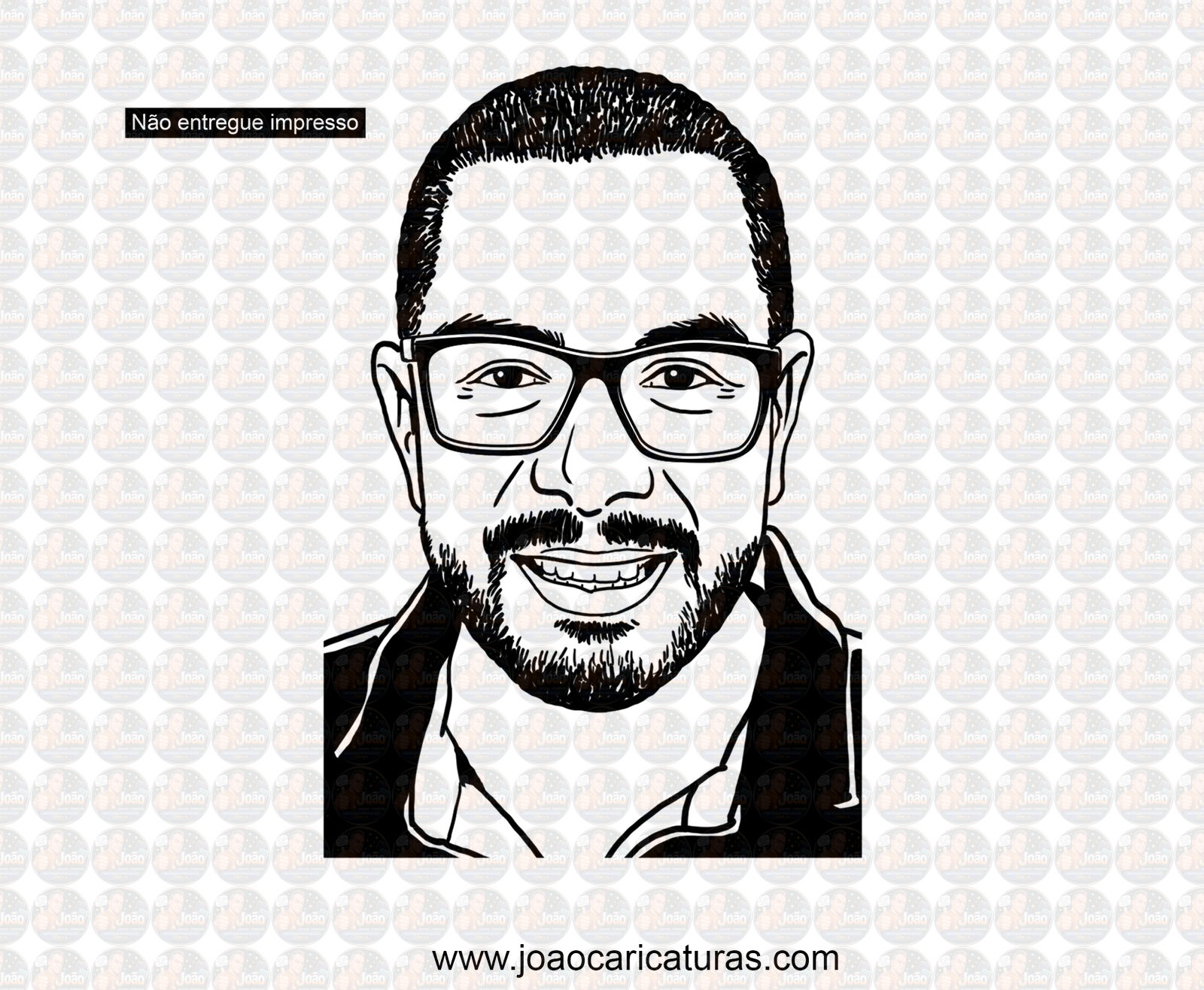 Caricatura de rosto em preto e branco para Logotipo Marca Logomarca uso comercial de divulgação