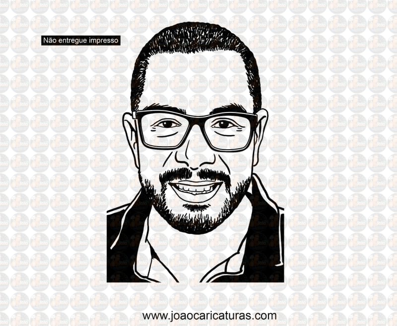 Caricatura de rosto em preto e branco para Logotipo Marca Logomarca uso comercial de divulgação