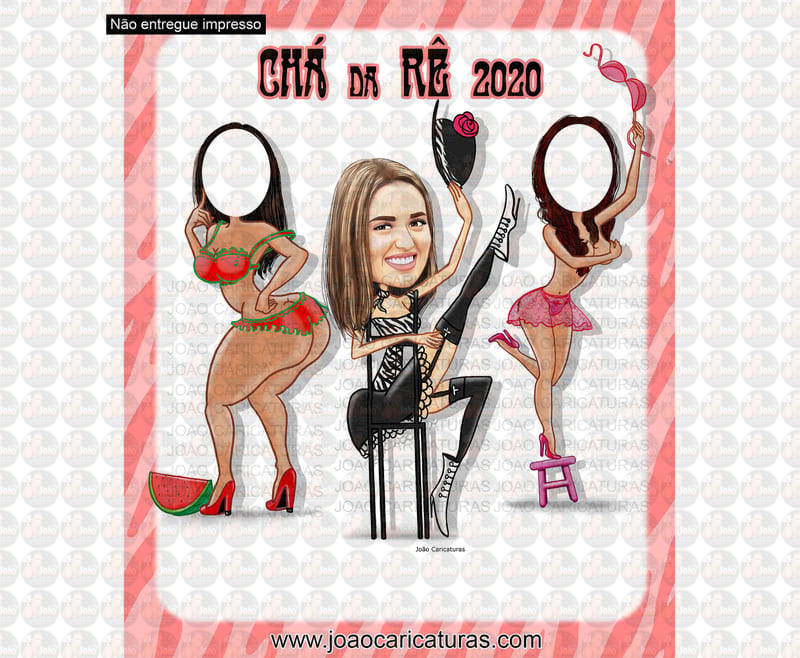 Caricatura de aniversário mulher tema cabaré chá banner eu fui (não impresso)