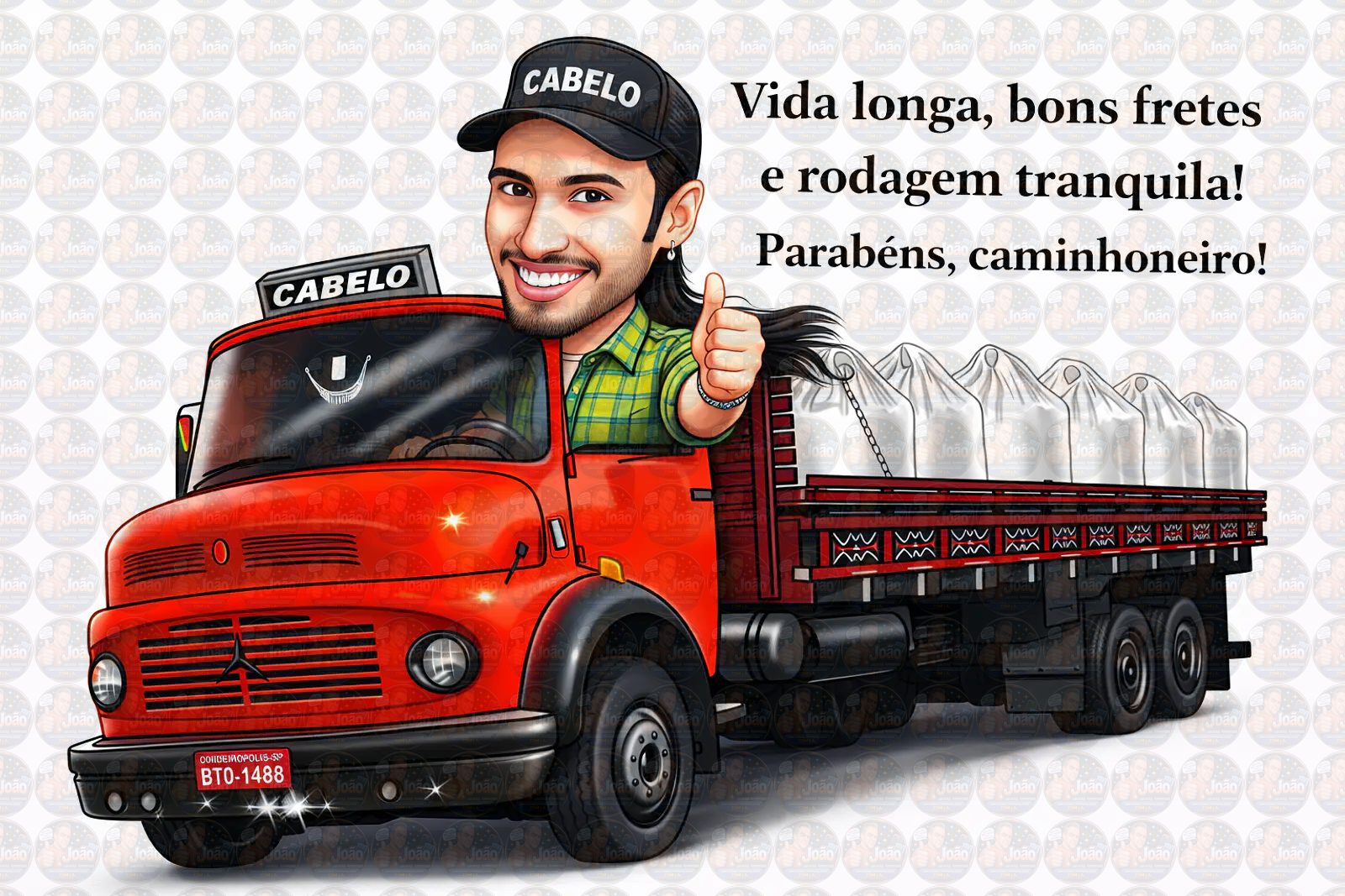 Caricatura de Motorista de Caminhão – Presente Criativo para Homem