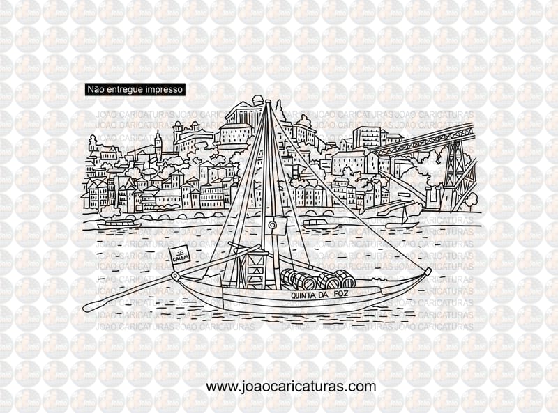Desenho a traço da cidade o Porto Portugal