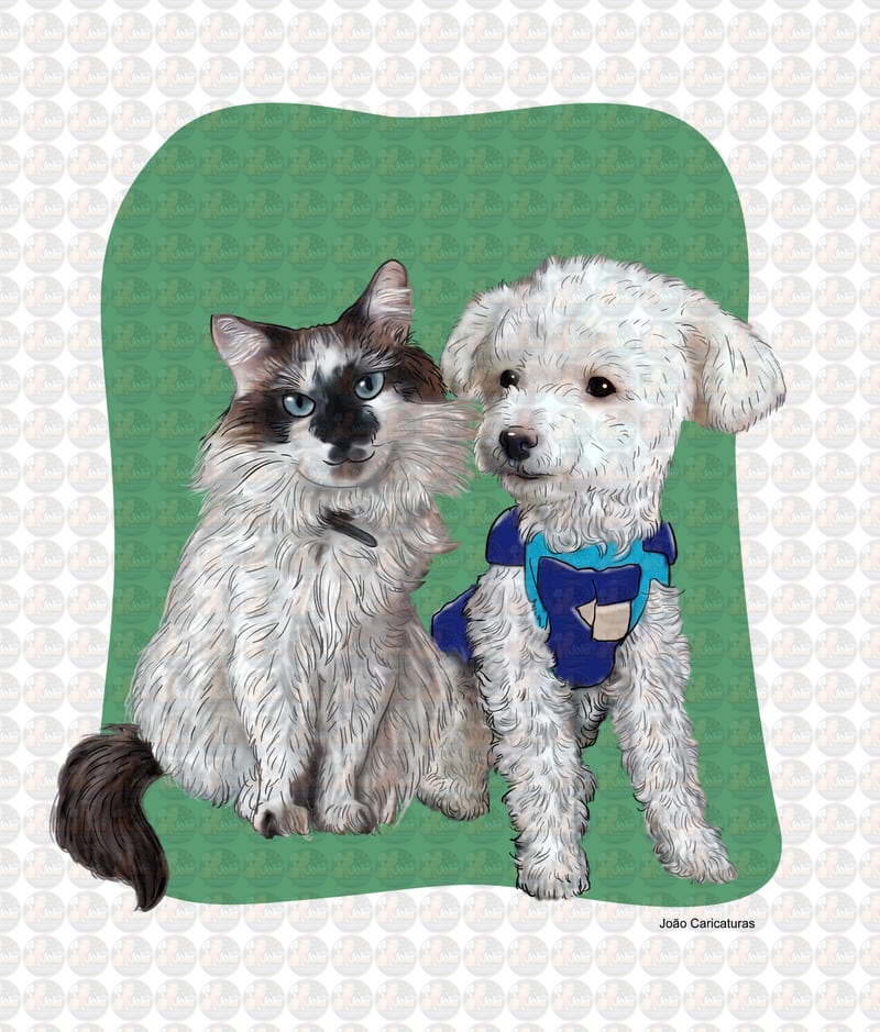 Desenho de cão e gato pets bichinho de estimação ilustração cachorrinho desenhado gatinho arte