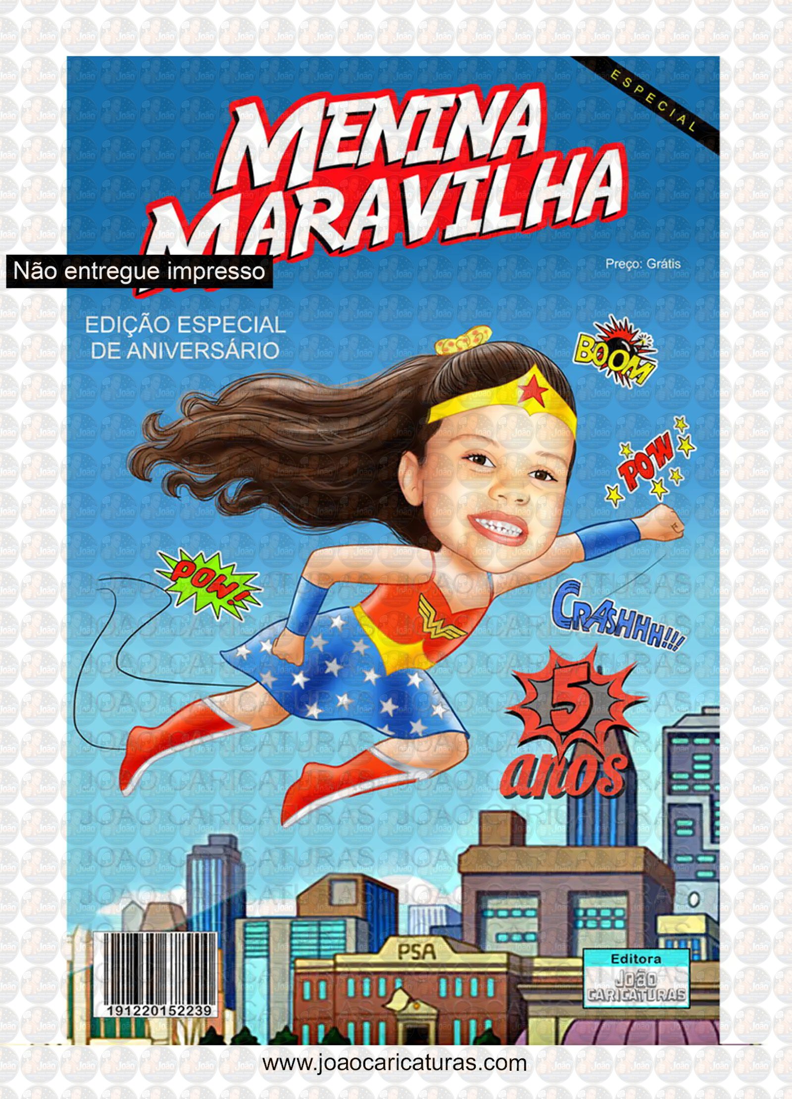 Caricatura Infantil Menina Maravilha | Tema Mulher Maravilha