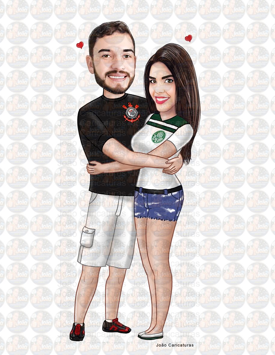 Caricatura digital de casal namorados namoro abraçados aniversário festa presente luar príncipe juntinhos crush moderna realista, caprichada rosto normal natura traços perfeitos vinho Santos