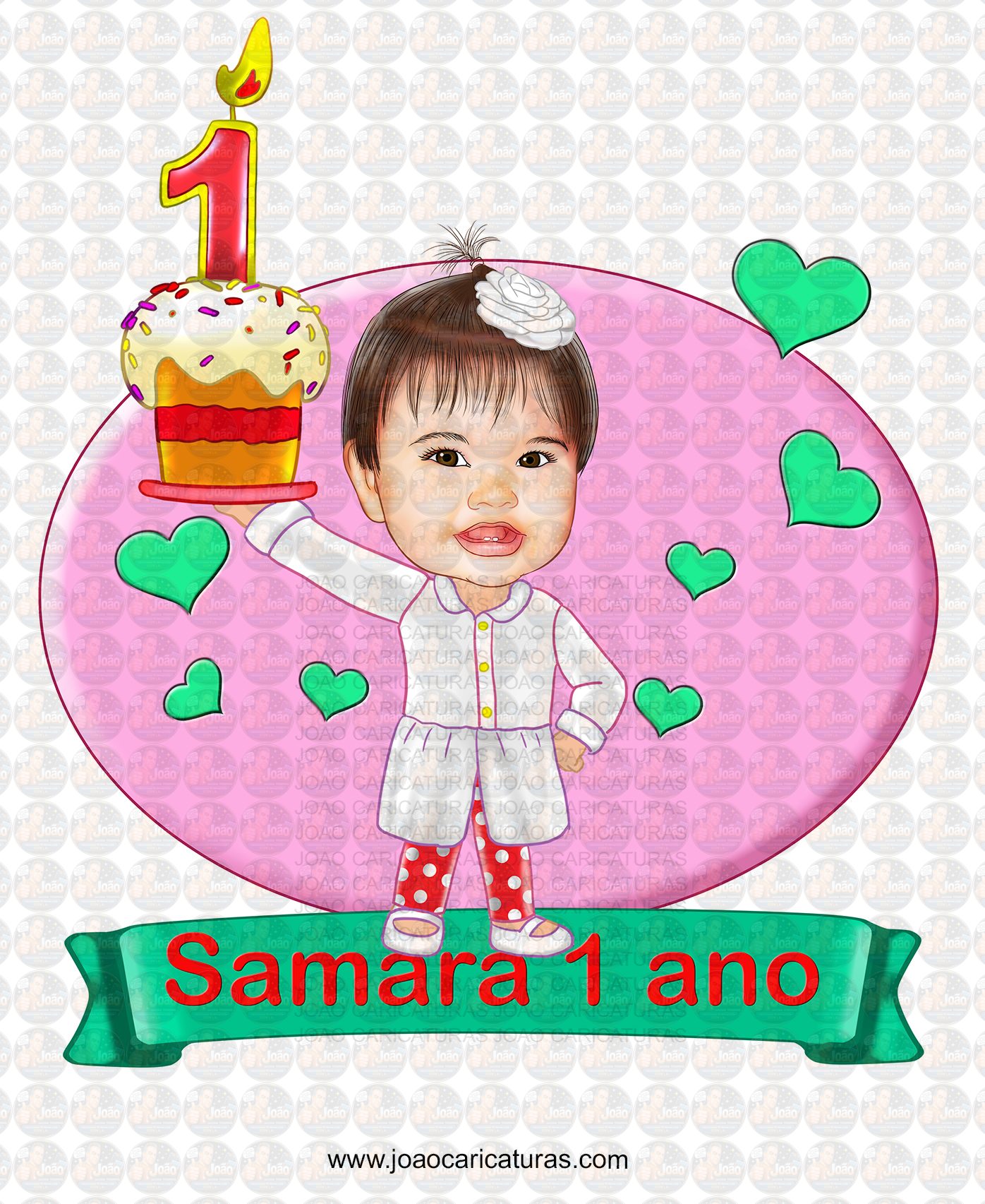 Caricatura aniversário bebê menina sorridente roupinha chápeu Mundo de Bita realista bolinho 1 aninho p imprimir banner angelical delicada presentear arte ilustração