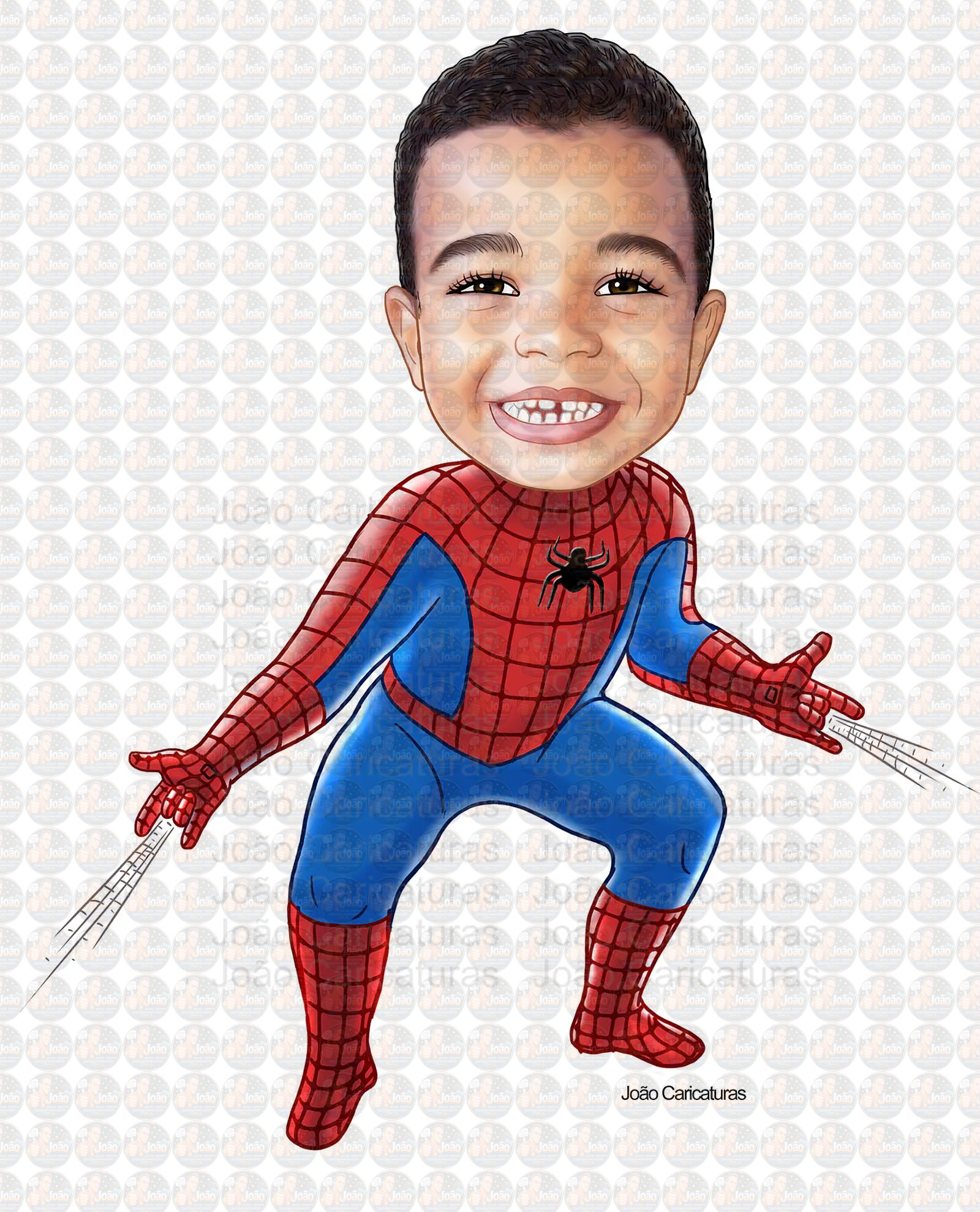 Caricatura digital super herói homem aranha, spider, teia, escalando,pendurado