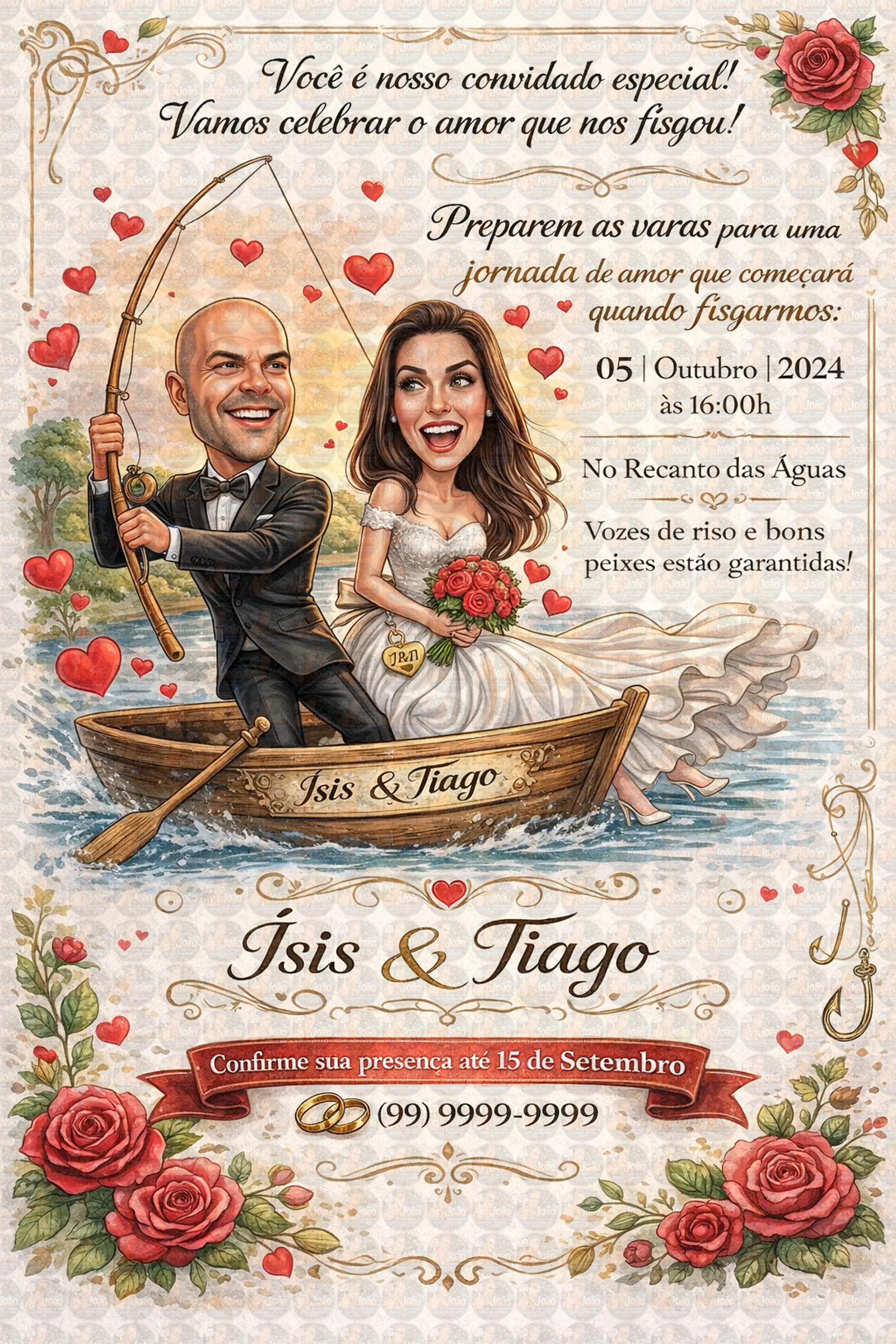 Convite Digital de Casamento com Veículos Caricatura Personalizada | Noivos Personalizados