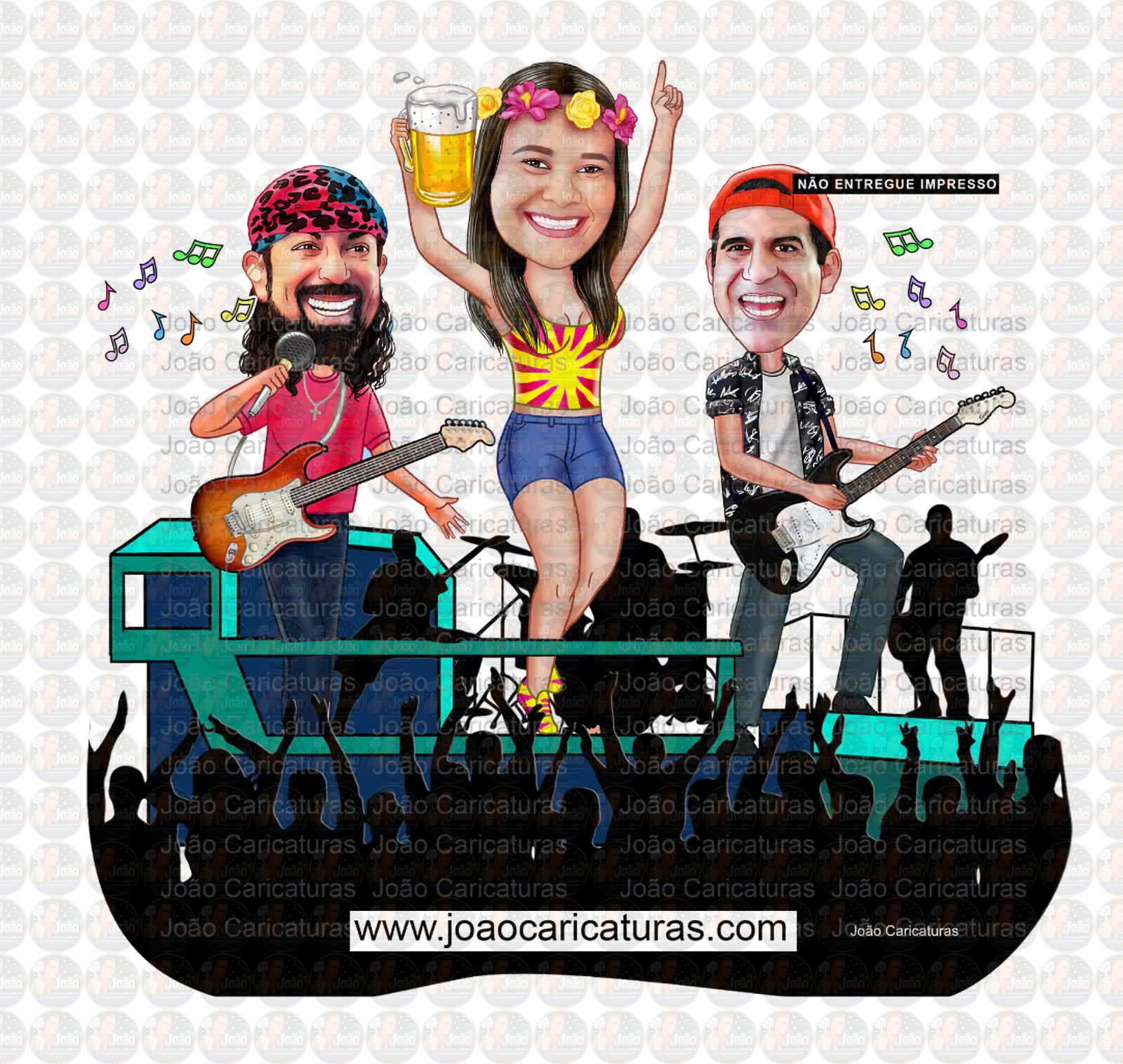 Caricatura Personalizada Micareta e Carnaval no Trio Elétrico | Aniversário com Seu Rosto