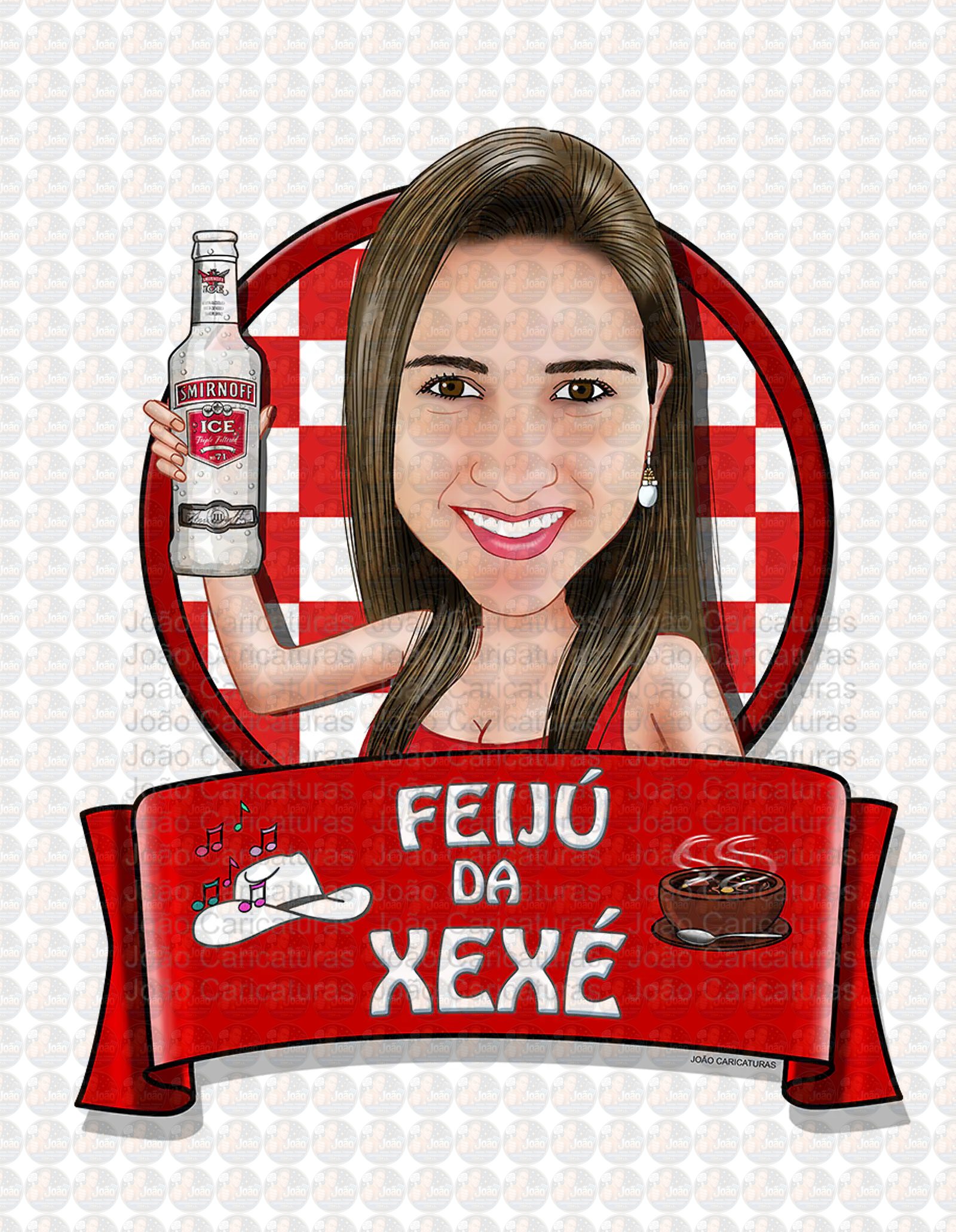 Caricatura Digital Personalizada Mulher Tema Boteco | Convite de Aniversário e Lembrancinhas