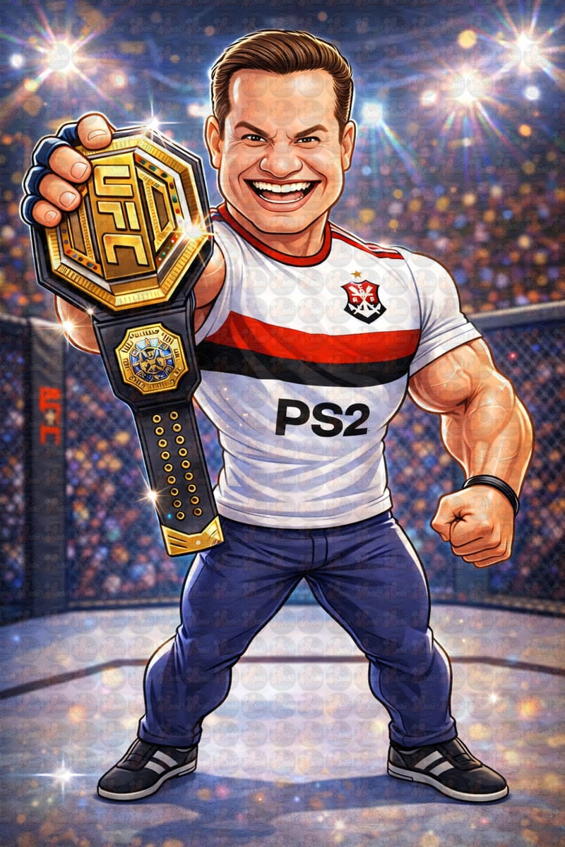 Caricatura Realista Personalizada Festa Aniversário Homem Musculoso Irmão Marido lutador profissional, MMA, UFC Atlético Náutico São Paulo Corinthians Atleta Forte Invensível