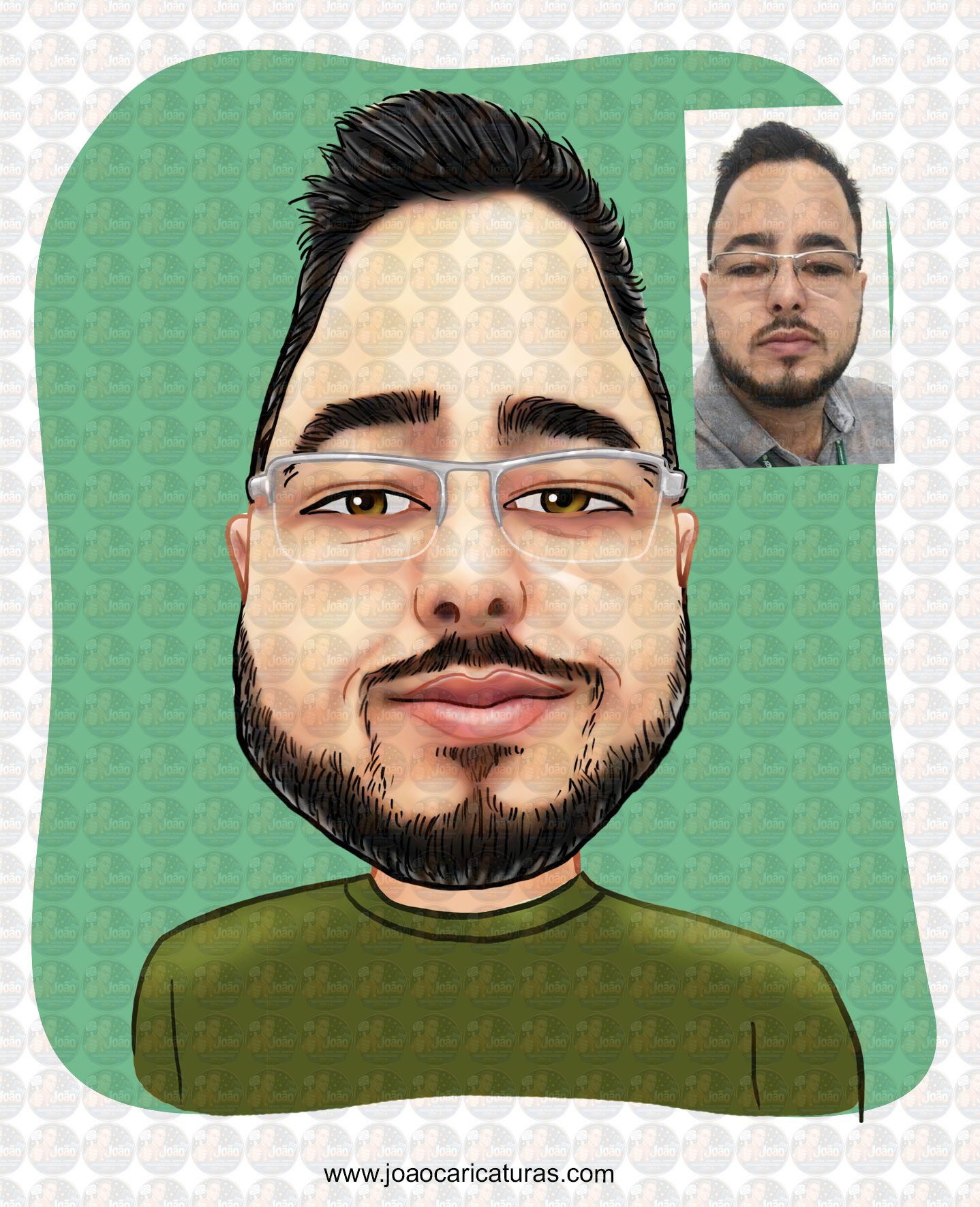 Caricatura digital engraçada com distorção de rosto narizão caricatas divertidas