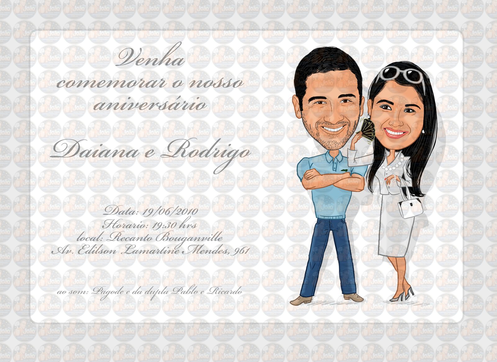 Caricatura para convite de aniversário duplo irmãos, namorados, chique,luxo,rica
