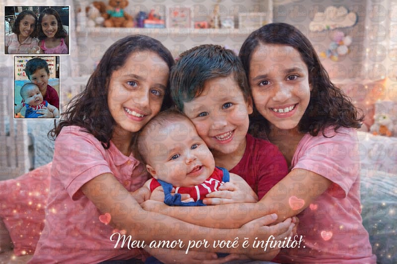 “Um presente emocionante: reúna quem partiu e quem você ama em uma única foto.”