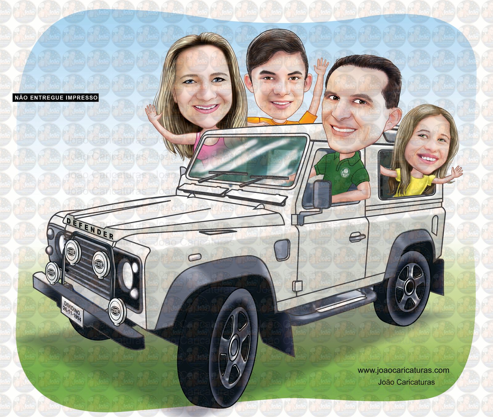 Caricatura Digital Personalizada de Família Moderna – Dia dos Pais (Preço por Pessoa)