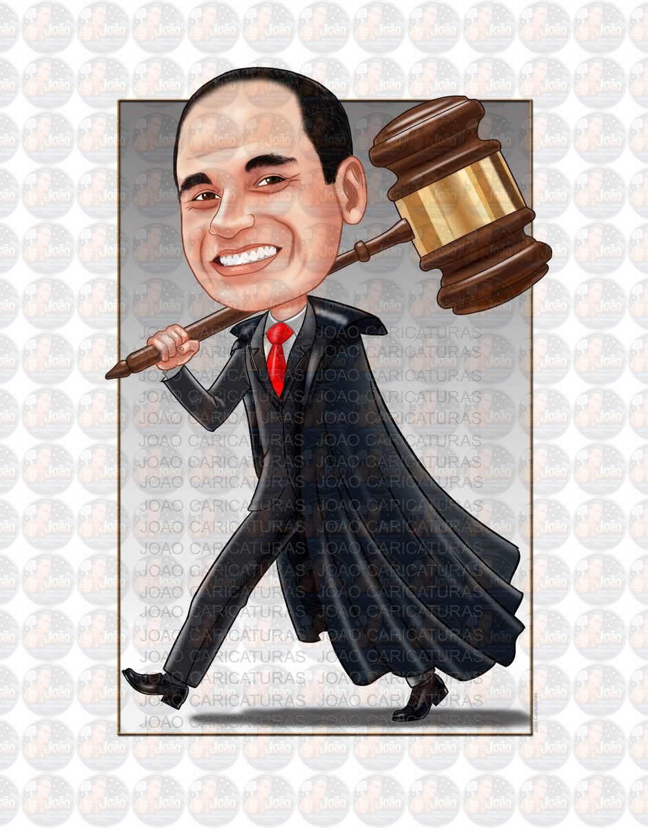 Encomende caricatura, juiz, profissão, toga, supremo, tribunal, martelo,justiça, oficial, leis, julgando, ministério justiça, desembargador, advogado, desenho realista, arte, aniversário, presente