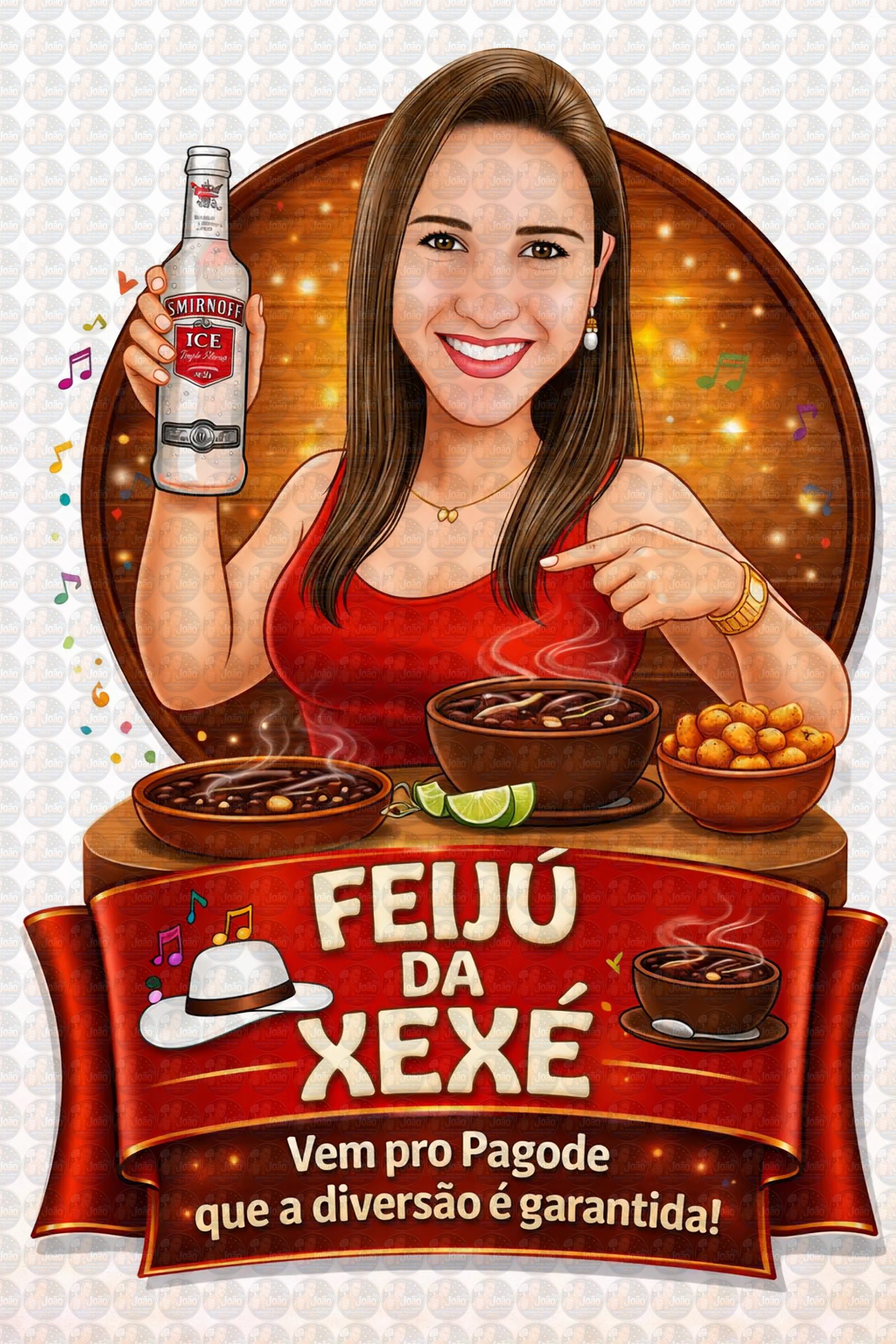 Caricatura Digital Personalizada Mulher Tema Boteco | Convite de Aniversário e Lembrancinhas