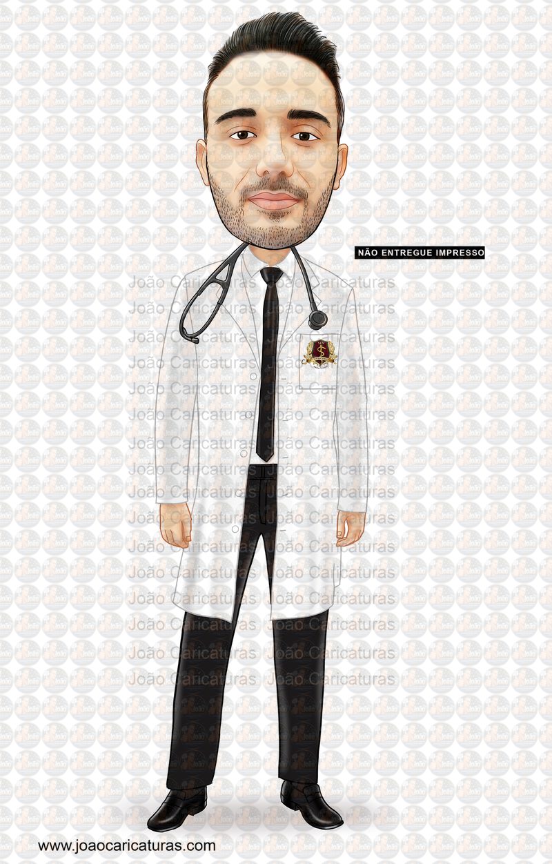 Caricaturas digitais homem rapaz desenho, Fomandos universitários diplomados formados formatura Médico medicina