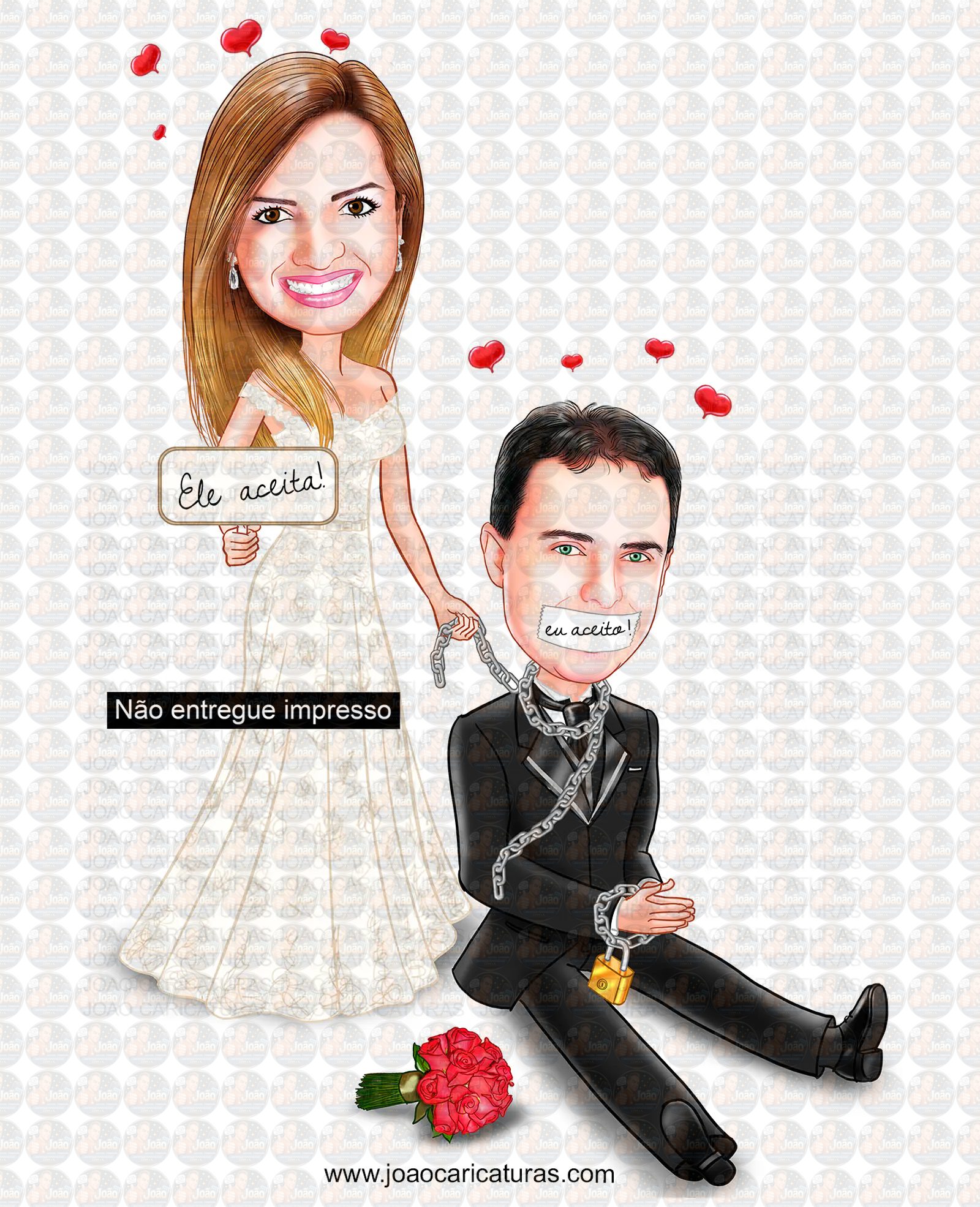 Caricatura Personalizada de Casal para Casamento | Noivos em Estilo Premium