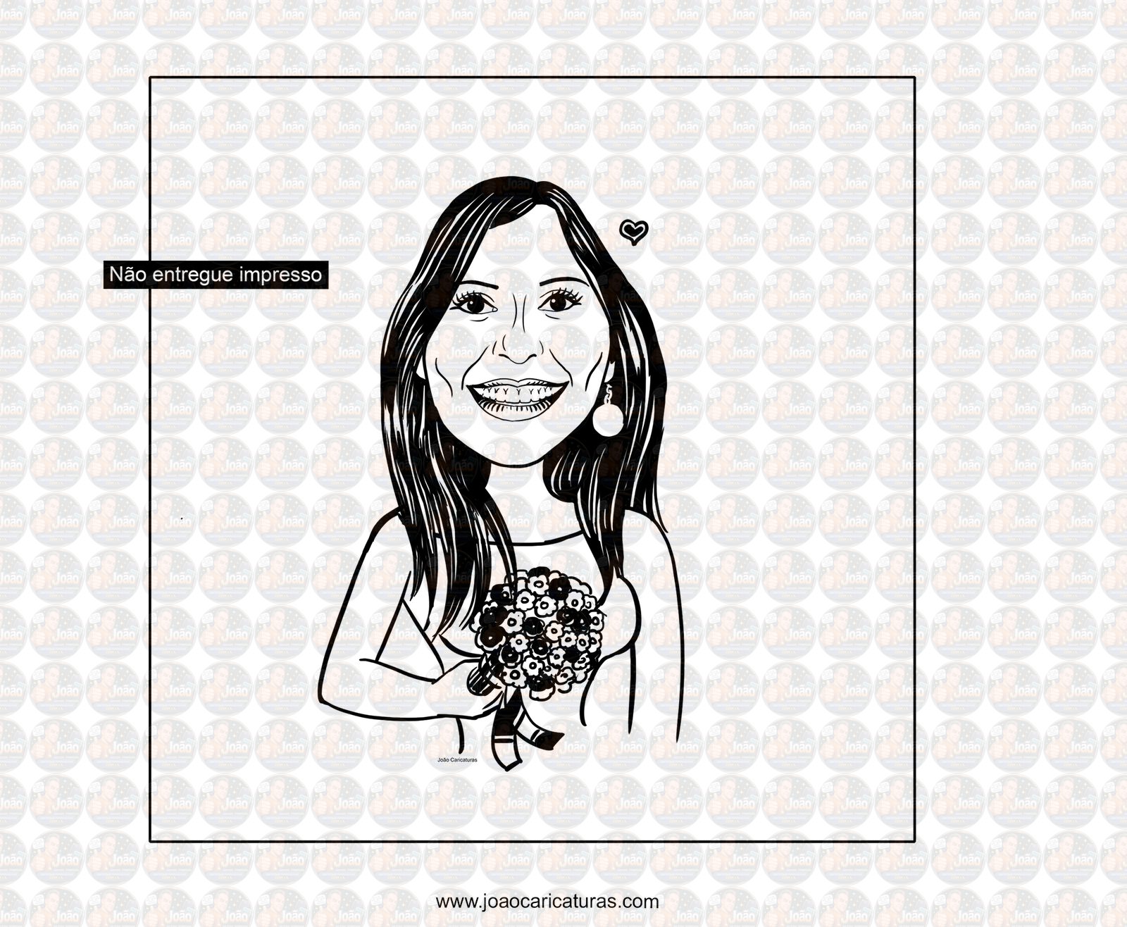 " Preço por pessoa" Caricatura digital em preto e branco engraçada com distorção de rosto narizão noiva noivo marido mulher avós bodas namoradinhos namorados violão cantor