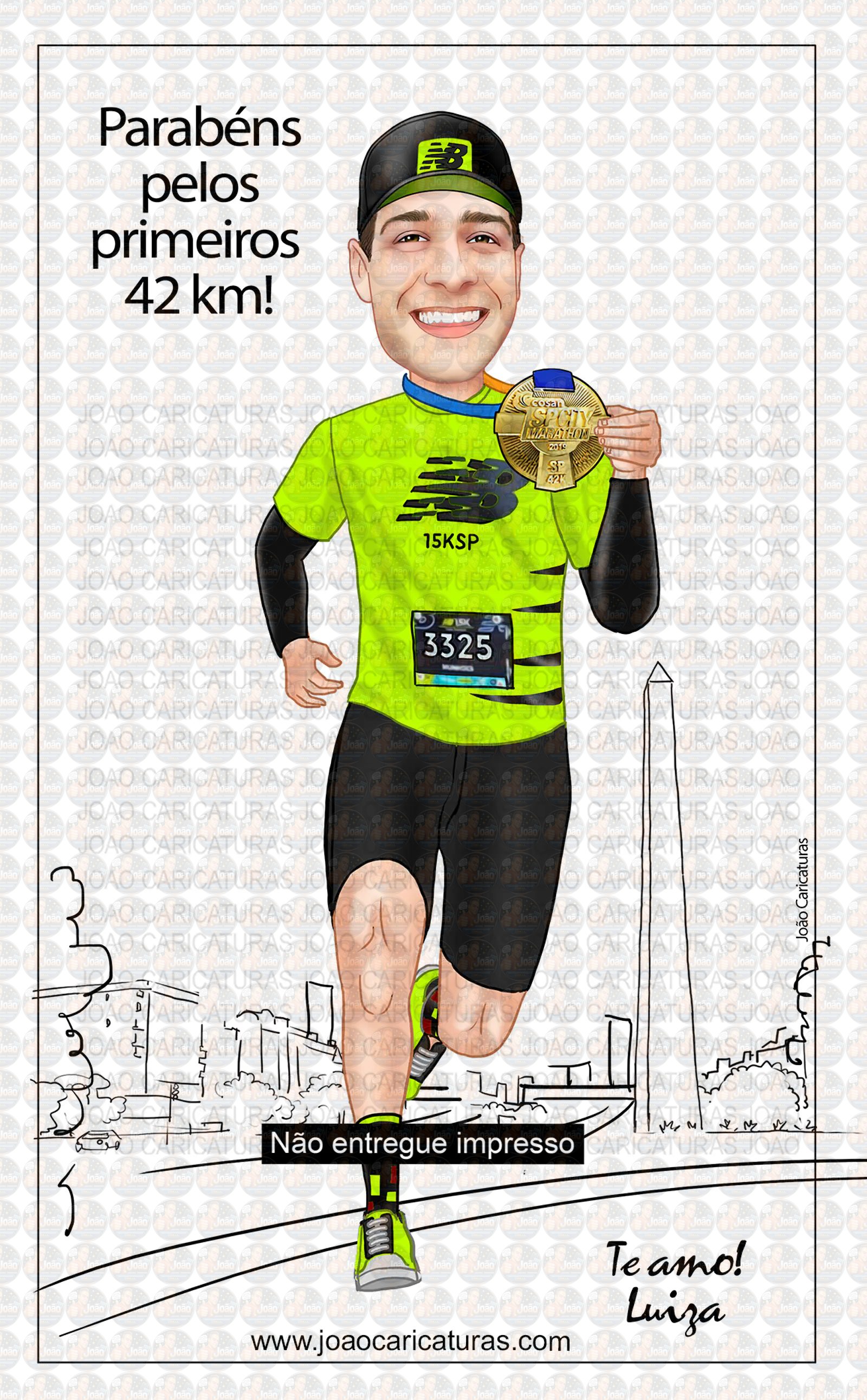 Caricatura de Maratonista Personalizada | Corredor, Atleta e Esportista