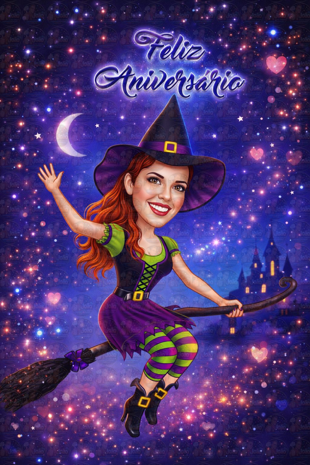 Caricatura Feiticeira Personalizada para Aniversário