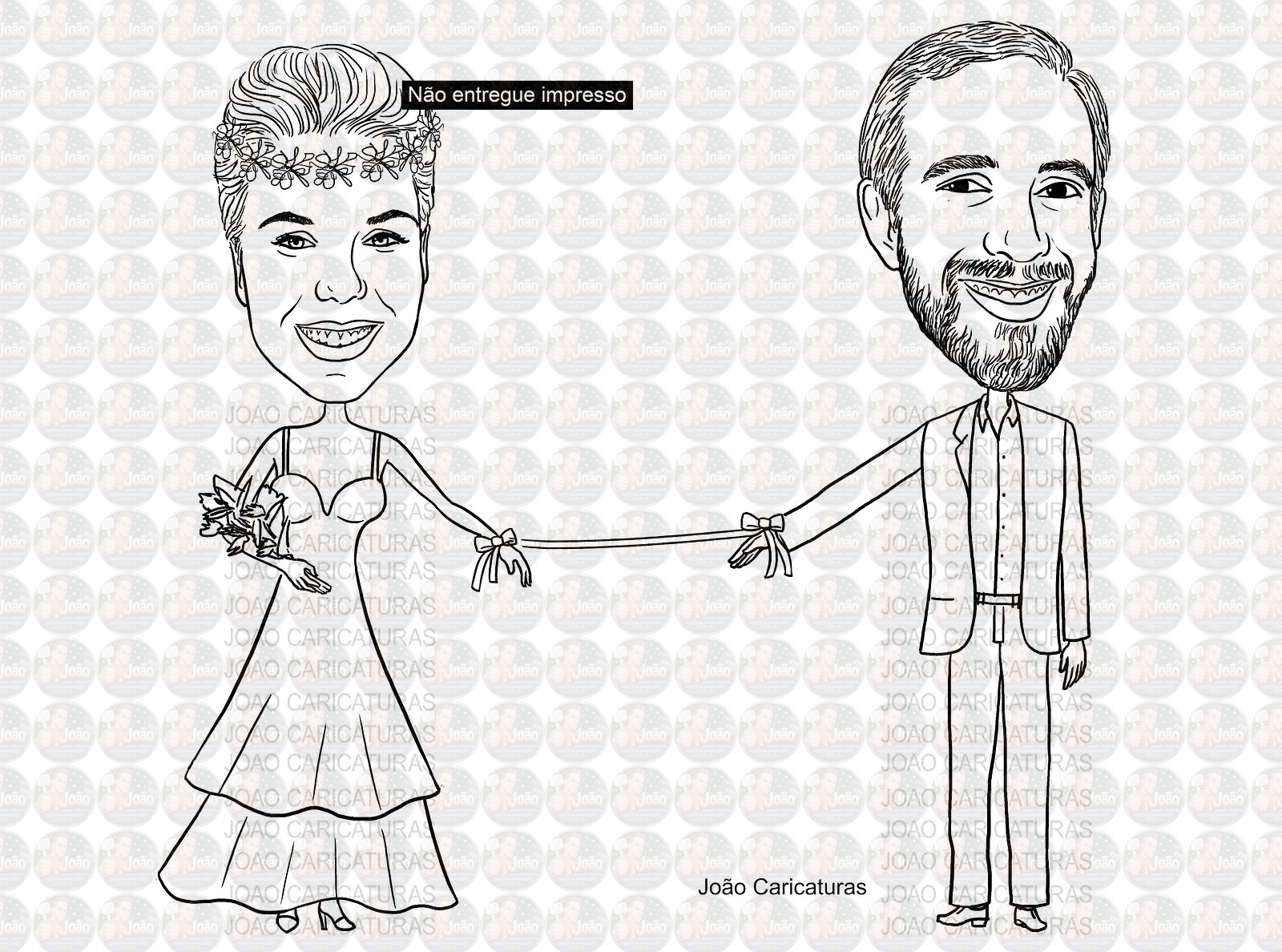 Caricatura casal traço sem cor corel casamento, noivo, noiva, vetor, vetorial, 1 cor, brindando, divertida, puxando pela corda, acorrentado, abraçado marido esposa