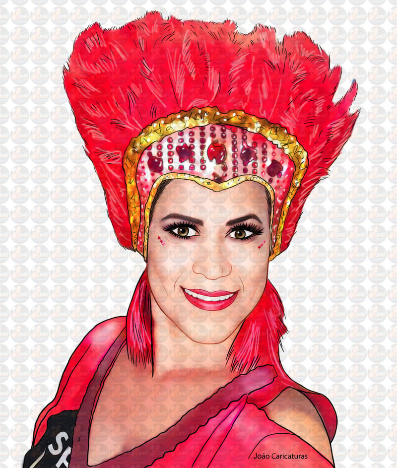 desenho digital sob encomenda através de fotos da pessoa realista garota mulher fantasiada carnaval fantasia carnavalesca fuliã sambista
