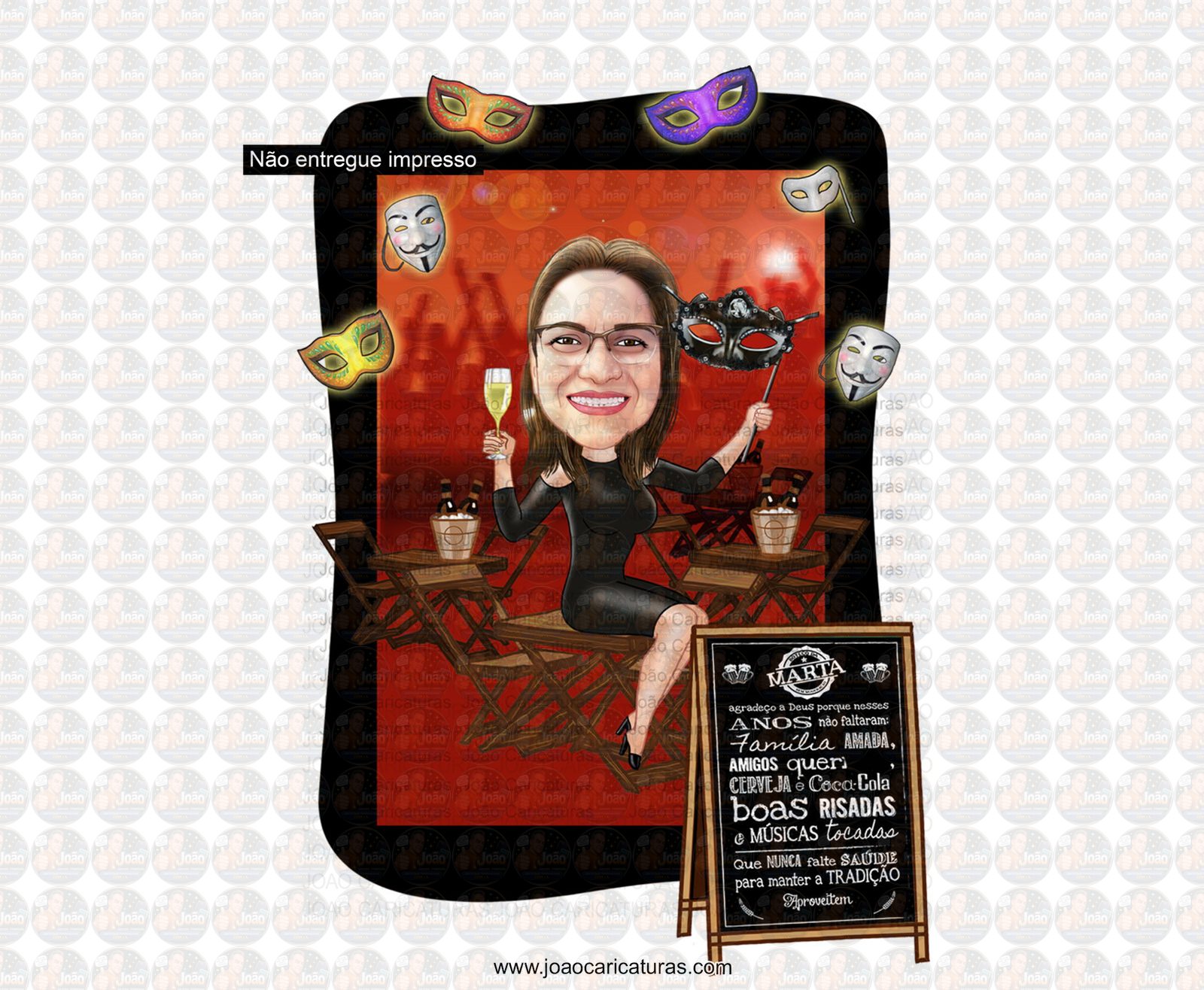 Caricatura Feiticeira Personalizada para Aniversário