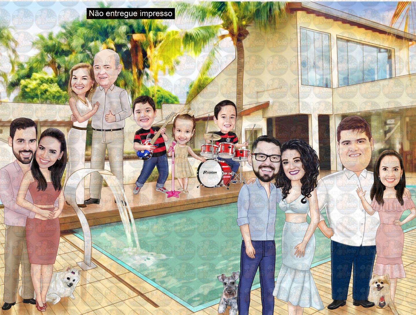 " Preço por pessoa", Piscina, filharada, filho, filhas, pai, mãe , cão, cachorinho , casais, família, unida, quadro, pets, netos, sobrinhos