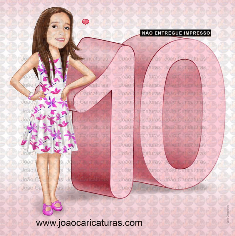 Caricatura Infantil menina 9 10 11 12 13 14 15 16 17 anos charmosa realista linda inocente garotinha garota menininha jovial desenho realista normal festa aniversário banner topo bolo fina requintada