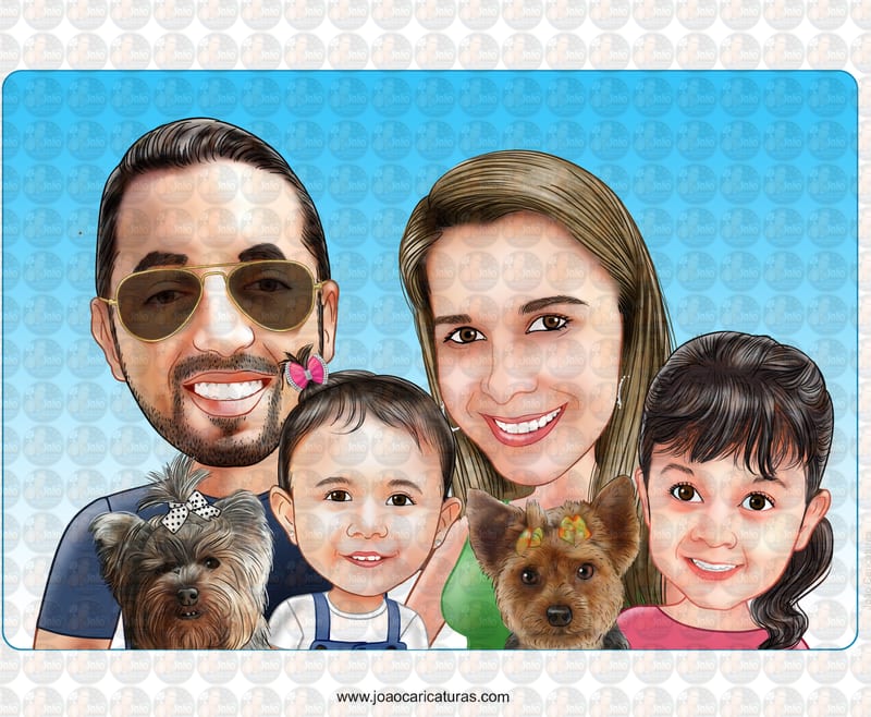 Caricatura Personalizada de Família Completa (Preço por Pessoa)