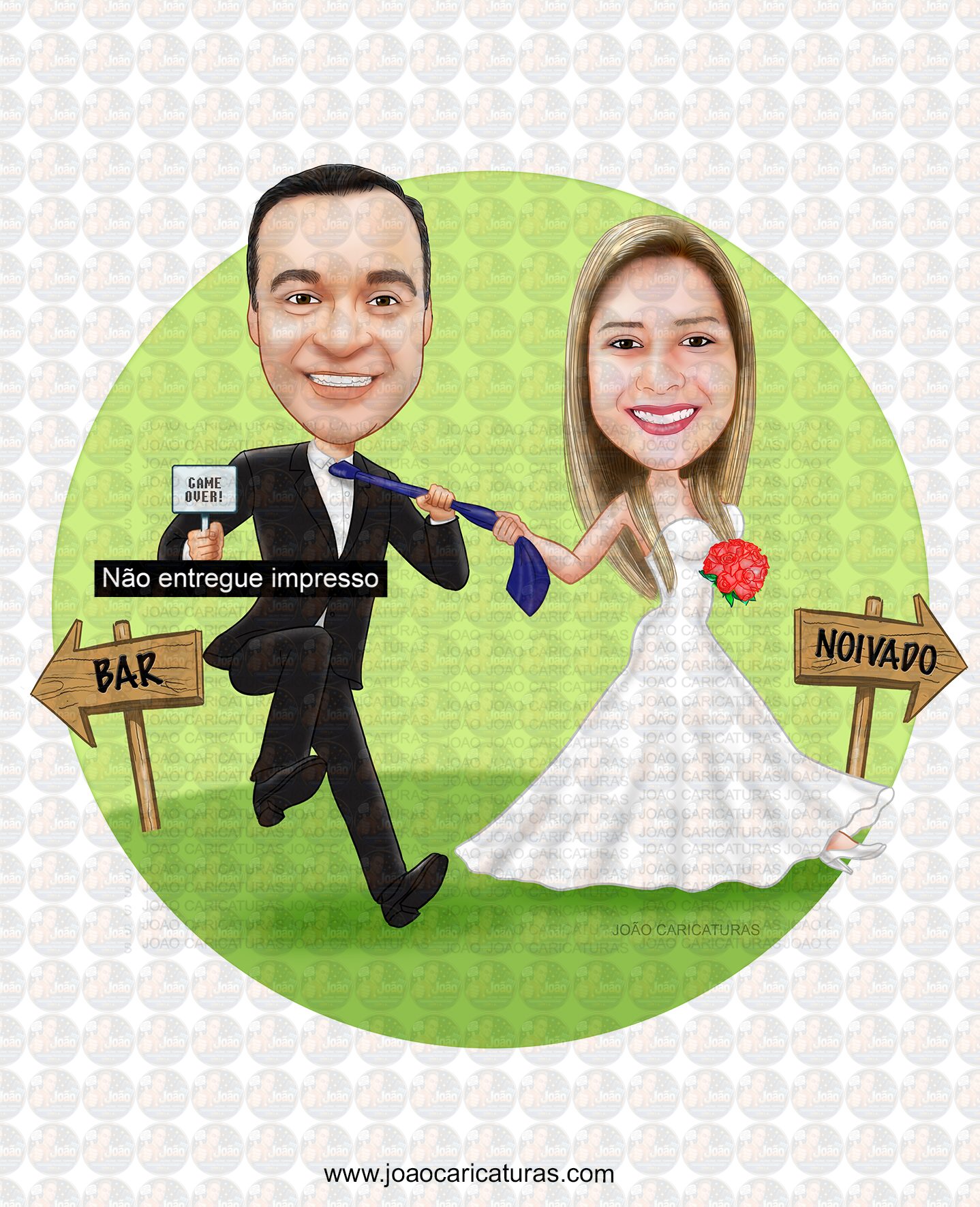 Caricatura Personalizada de Casal para Casamento | Noivos em Estilo Premium