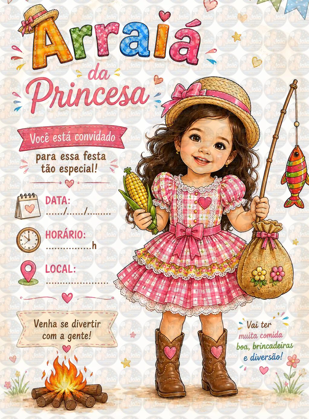 Convite Festa Junina Infantil Personalizado com Caricatura