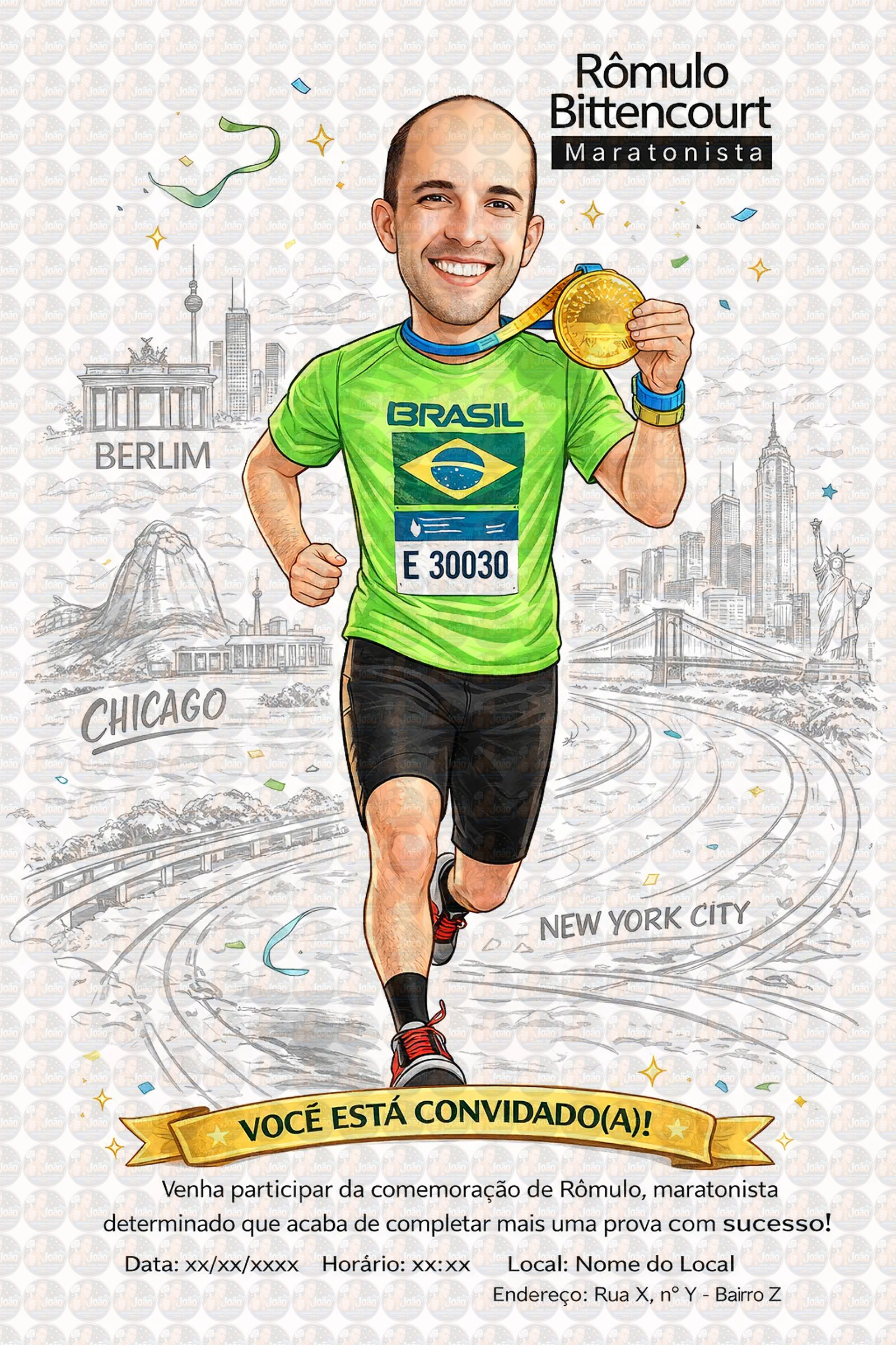 Caricatura de Maratonista Personalizada | Corredor, Atleta e Esportista