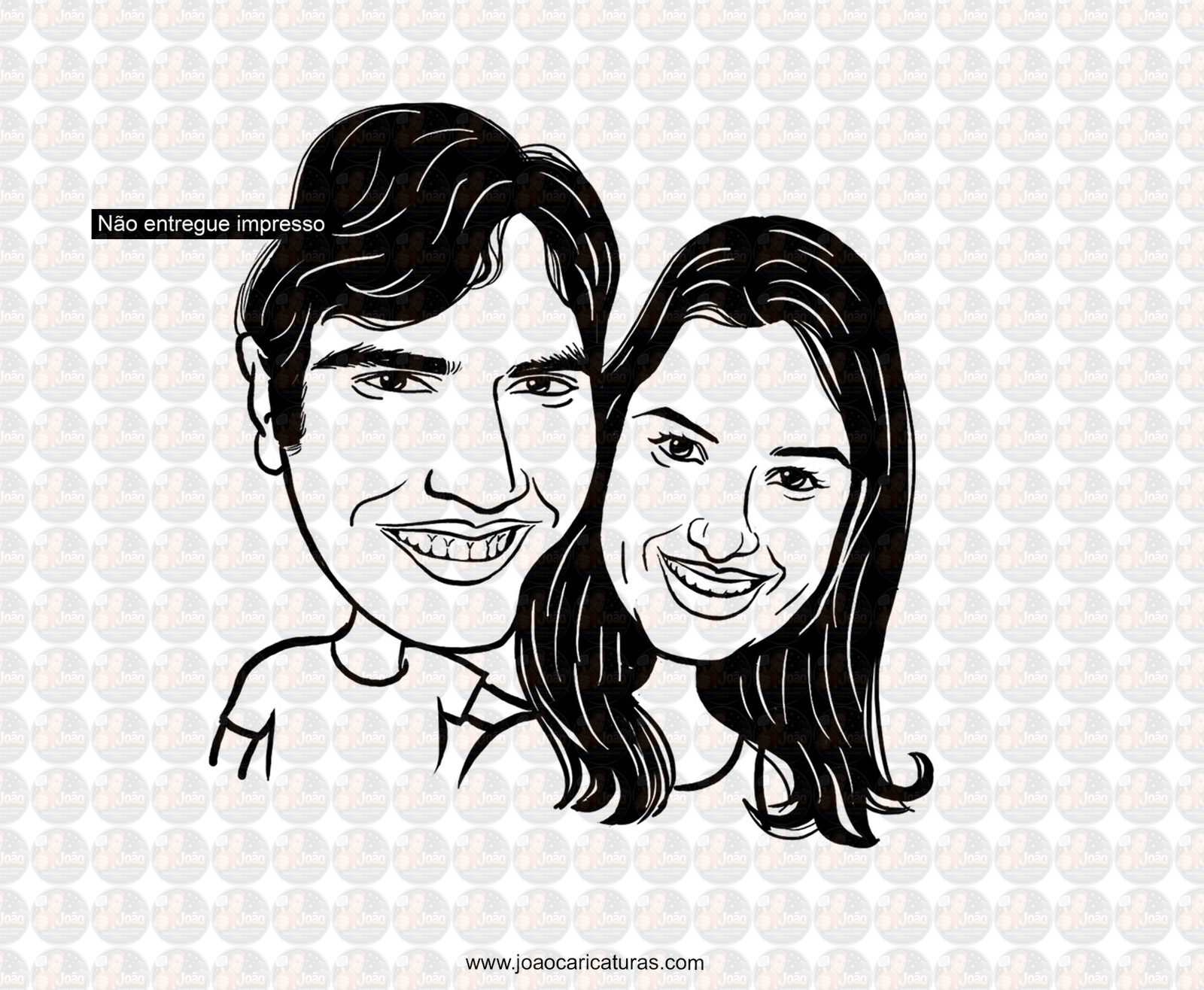 " Preço por pessoa" Caricatura digital em preto e branco engraçada com distorção de rosto narizão noiva noivo marido mulher avós bodas namoradinhos namorados violão cantor