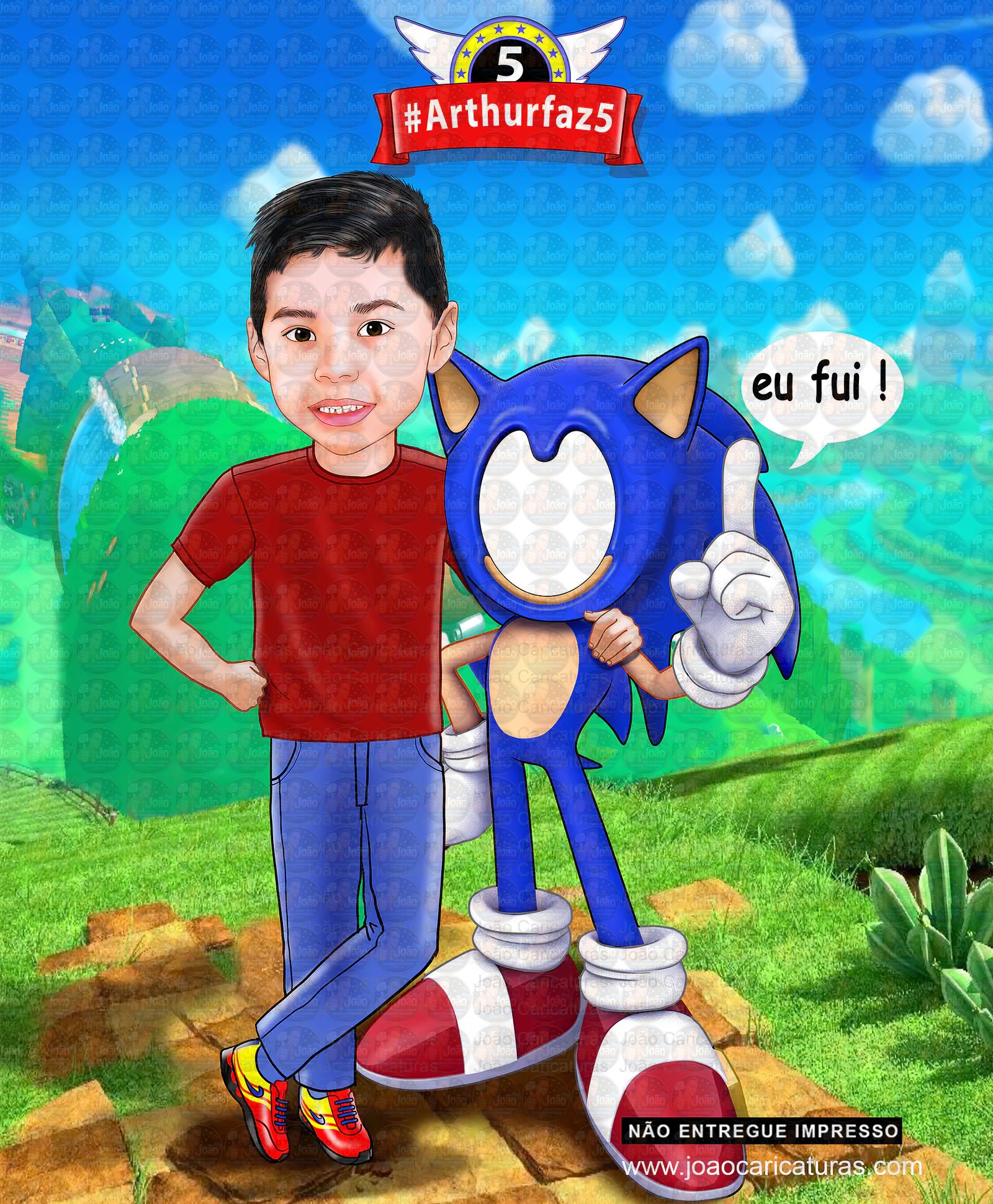 Linda caricatura aniversário menino para banner eu fui mascara personagem game joguinhos criança sonic furo par fotos ,3,4,5,6,7,8,9, anos