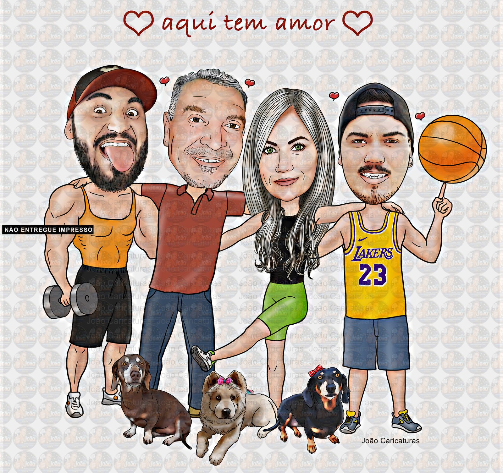 Caricatura Digital Personalizada de Família Moderna – Dia dos Pais (Preço por Pessoa)