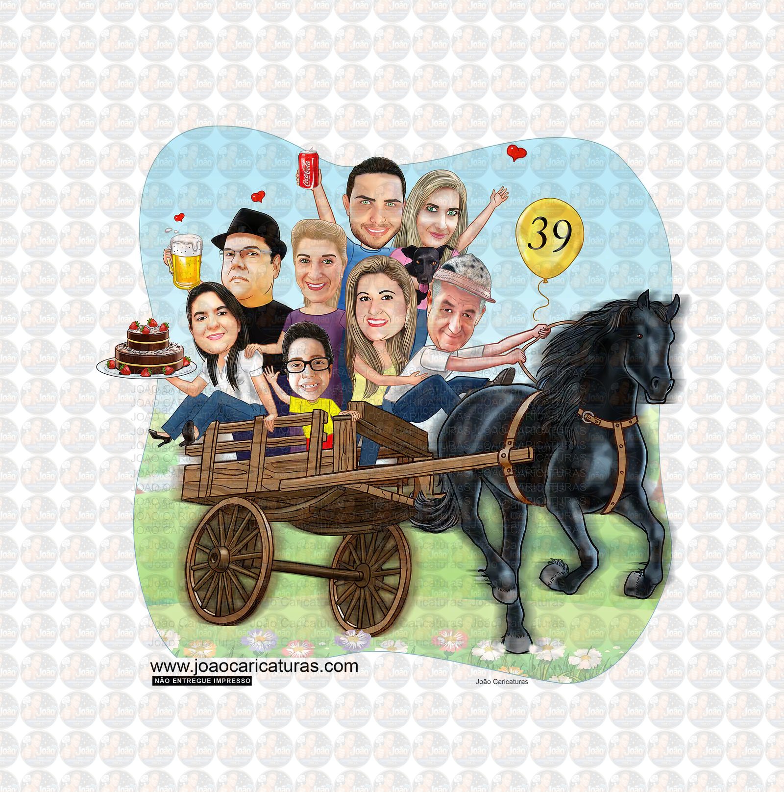 Caricatura Digital Personalizada de Família Moderna – Dia dos Pais (Preço por Pessoa)