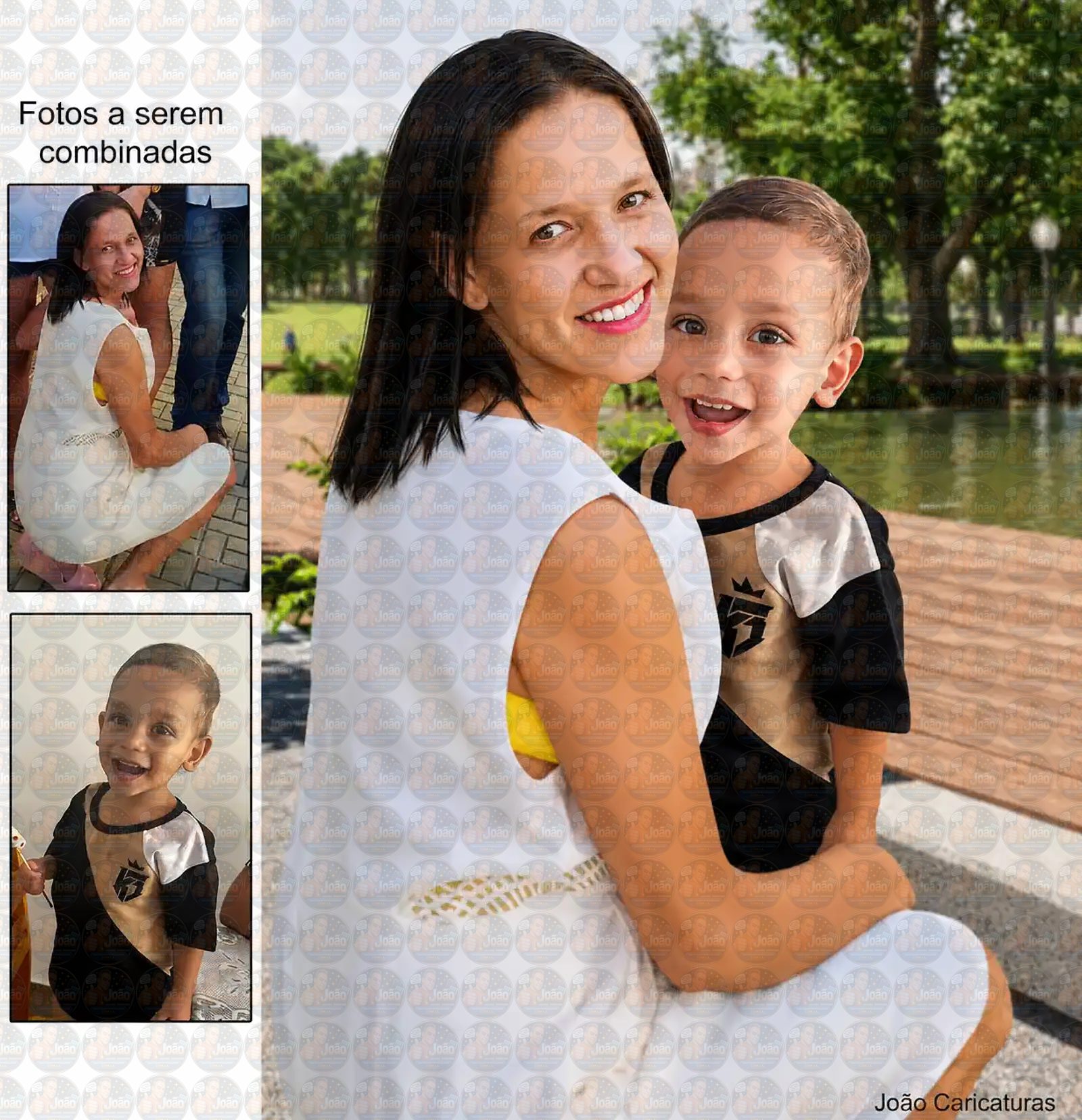 Montagem de Fotos: Filho e Vovó ou Vovô Juntos na Mesma Foto | União de Fotos Antigas e Atuais
