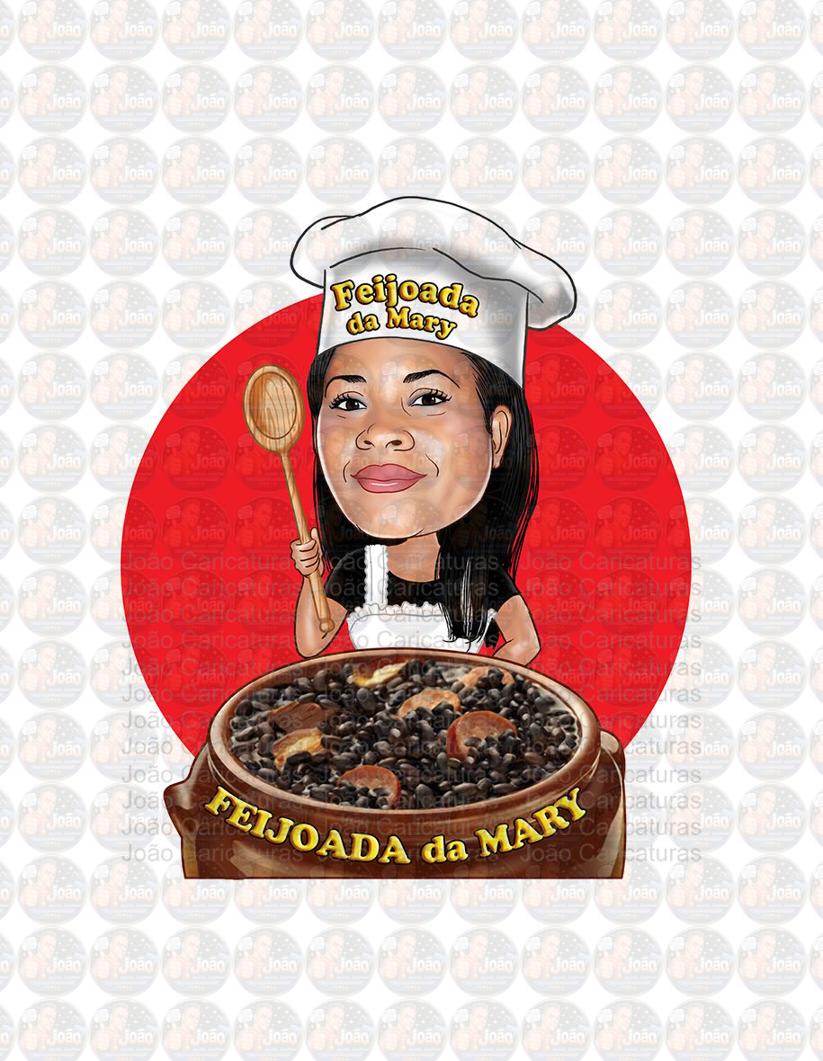 Caricatura logo digital mulher rosto normal e bonito convite e lembrancinhas aniversário logomarca restaurante cozinheira oficina mecânico personagem ilhama