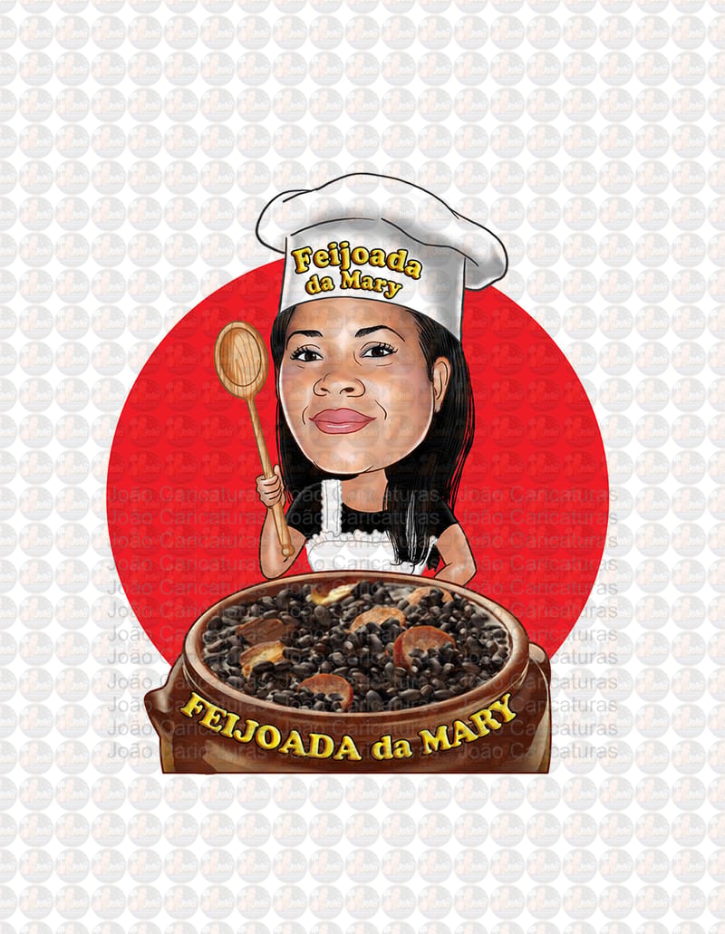 Caricatura logo digital mulher rosto normal e bonito convite e lembrancinhas aniversário logomarca restaurante cozinheira oficina mecânico personagem ilhama
