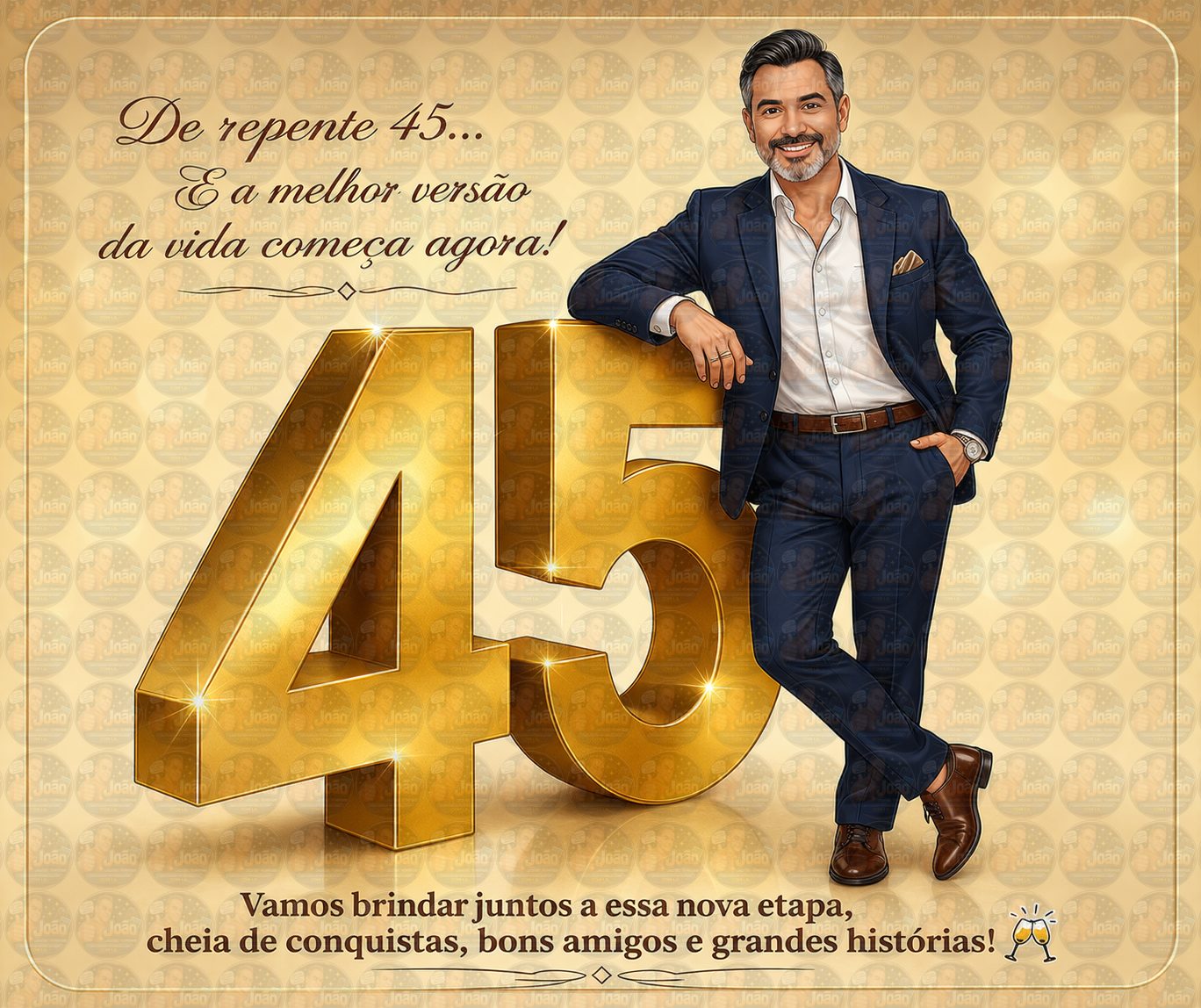 Convite Digital Masculino com Caricatura para Aniversário