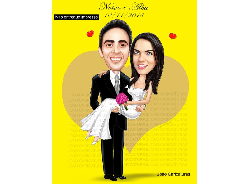 Caricaturas  casamento, casal embarcando,noivo sentado, avião, notebook, lua de mel, noiva laçada corda, moderna, puxando gravata, parecida, alterofilista, felizes, musculoso, noiva no colo confeitera