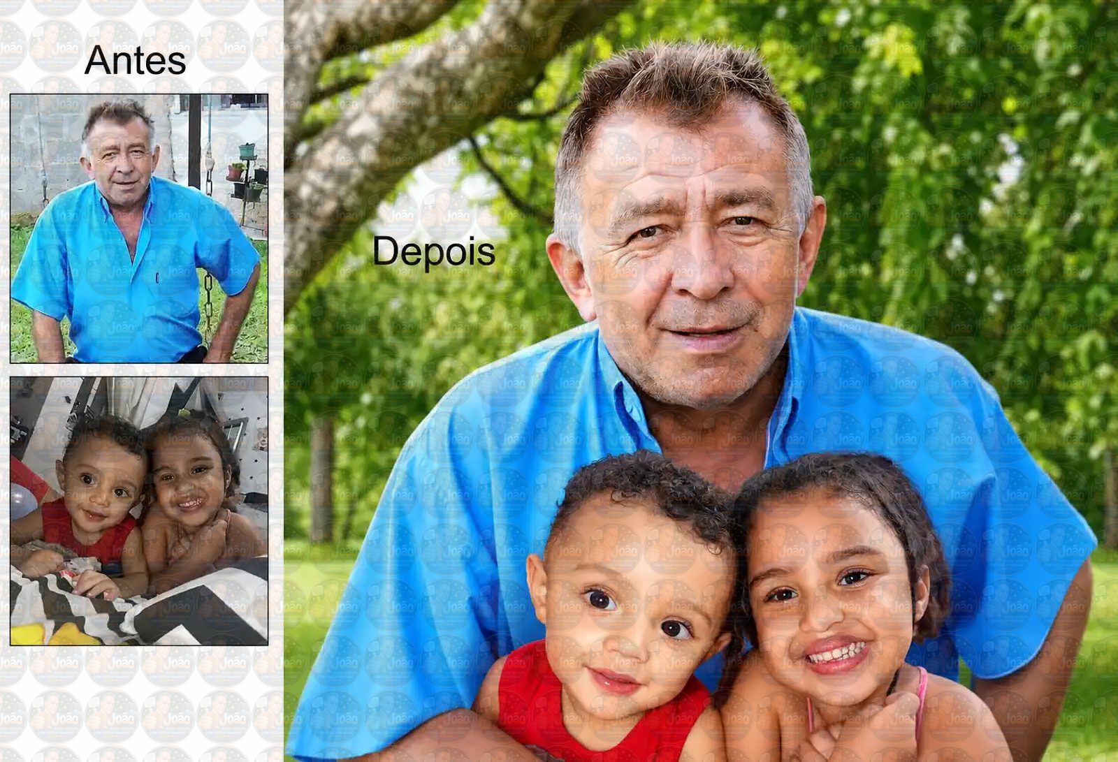 Montagem de Fotos: Filho e Vovó ou Vovô Juntos na Mesma Foto | União de Fotos Antigas e Atuais