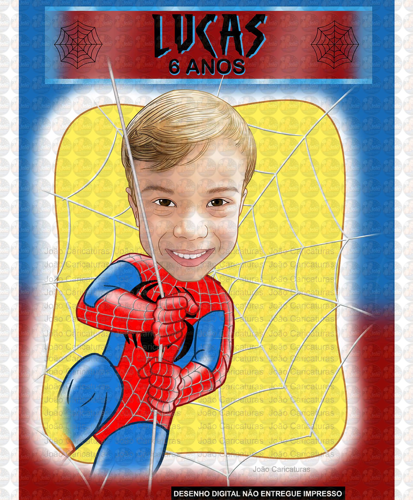 Caricatura digital super herói homem aranha, spider, teia, escalando,pendurado