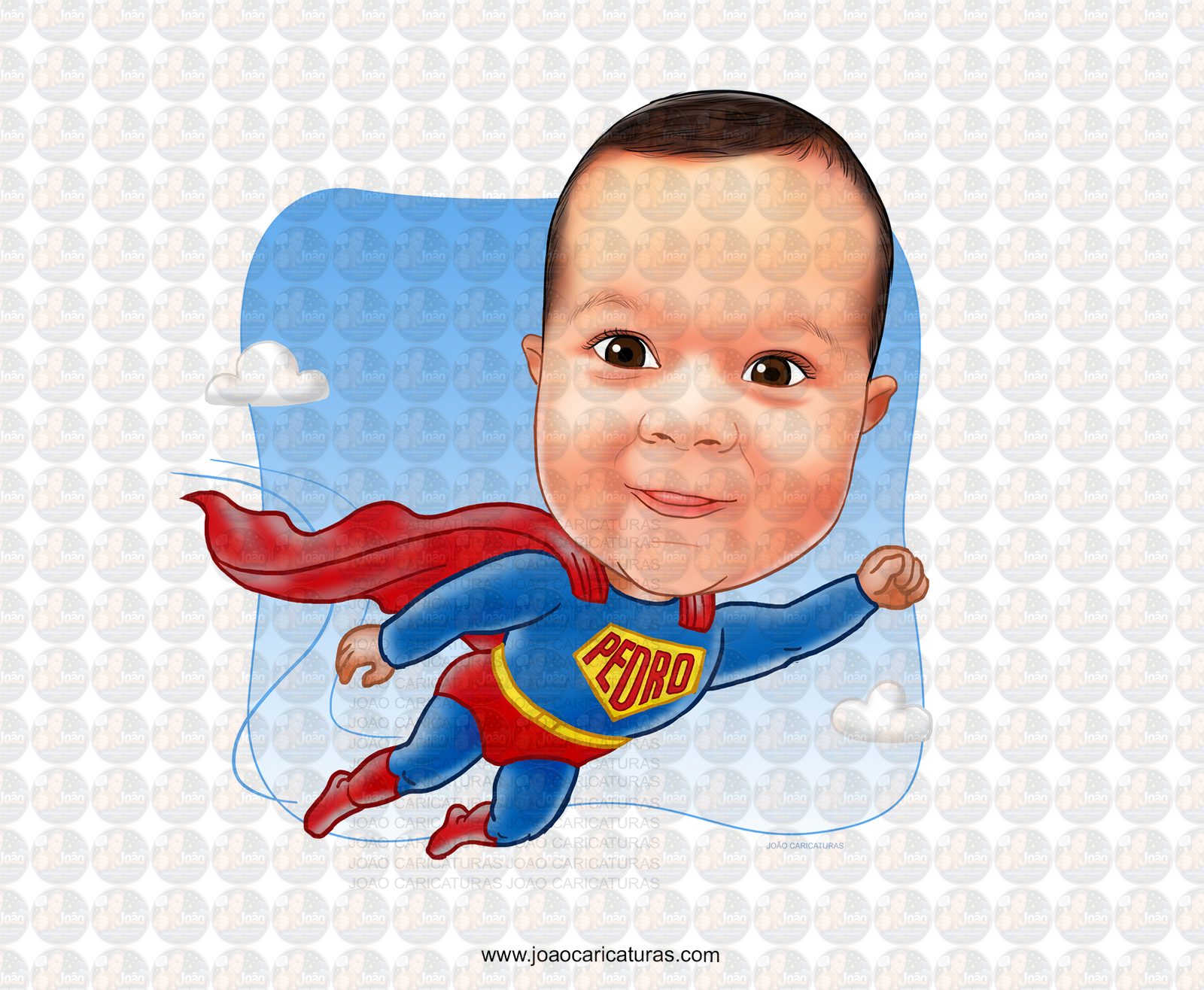 Caricatura digital super bebê, voando