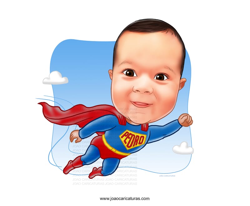 Caricatura digital super bebê, voando