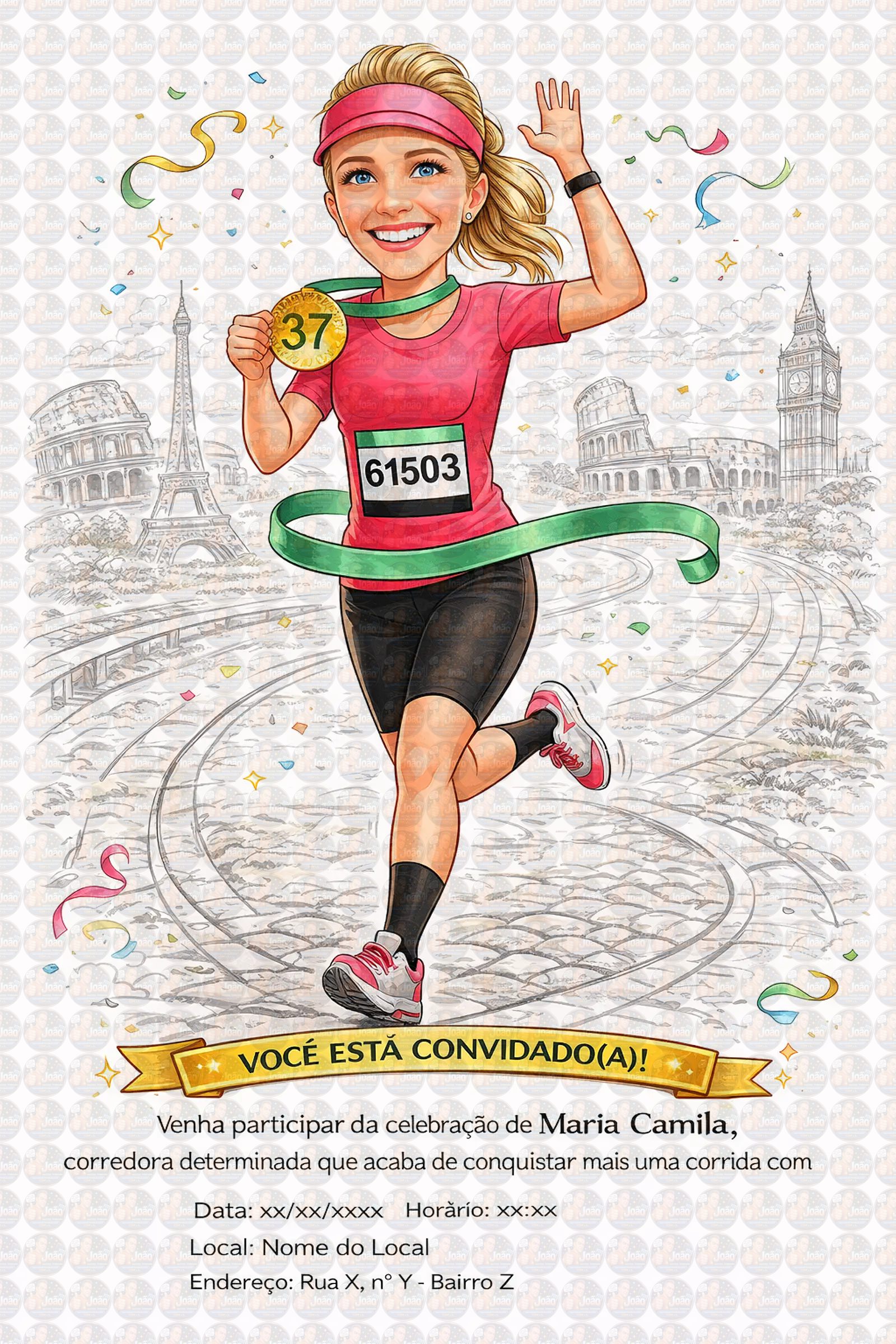 Caricatura de Maratonista Personalizada | Corredor, Atleta e Esportista
