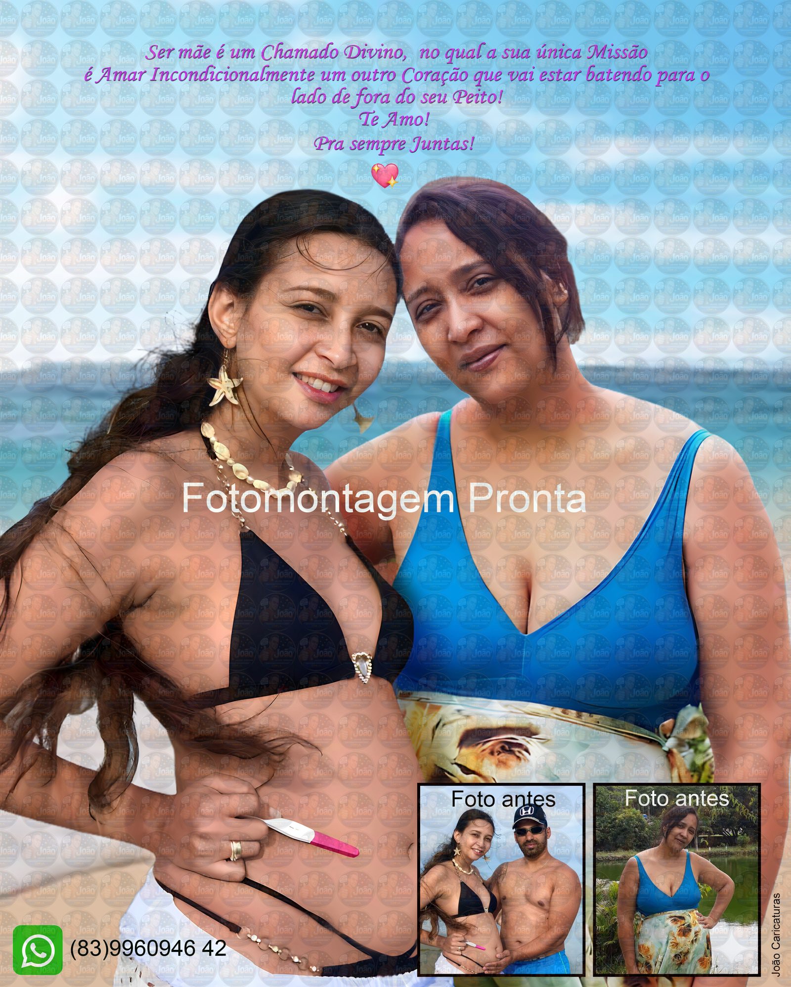 Fotomontagem de Filha Grávida com Mãe Falecida | Homenagem Especial